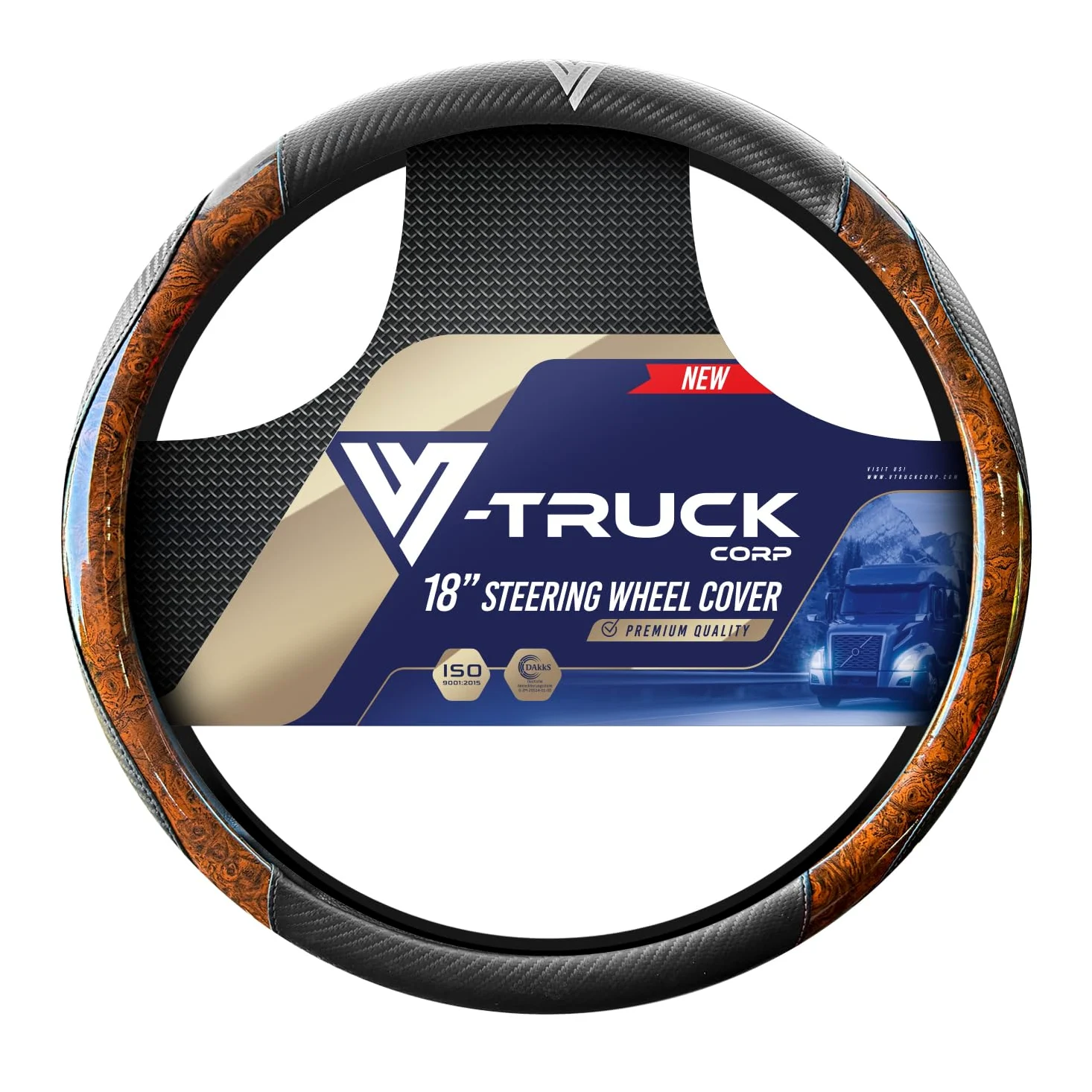 Funda para volante de 18 pulgadas para camión SEMI (imitación de madera)