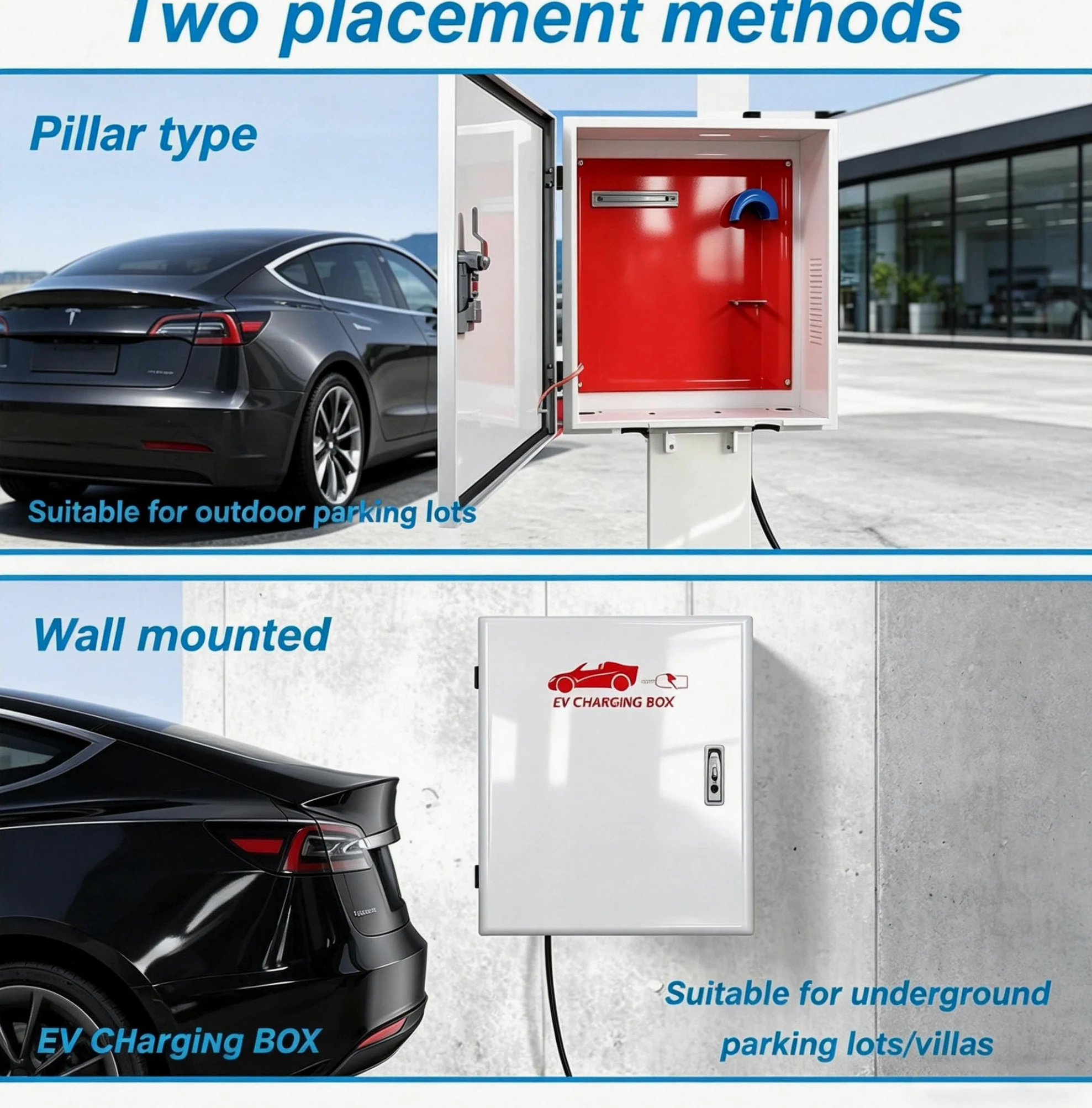 Wallbox Caja protectora contra la intemperie, funda universal para cargadores tipo 1/tipo 2, con gancho de almacenamiento y protección antirrobo, IP54 resistente al agua y al polvo (blanco)