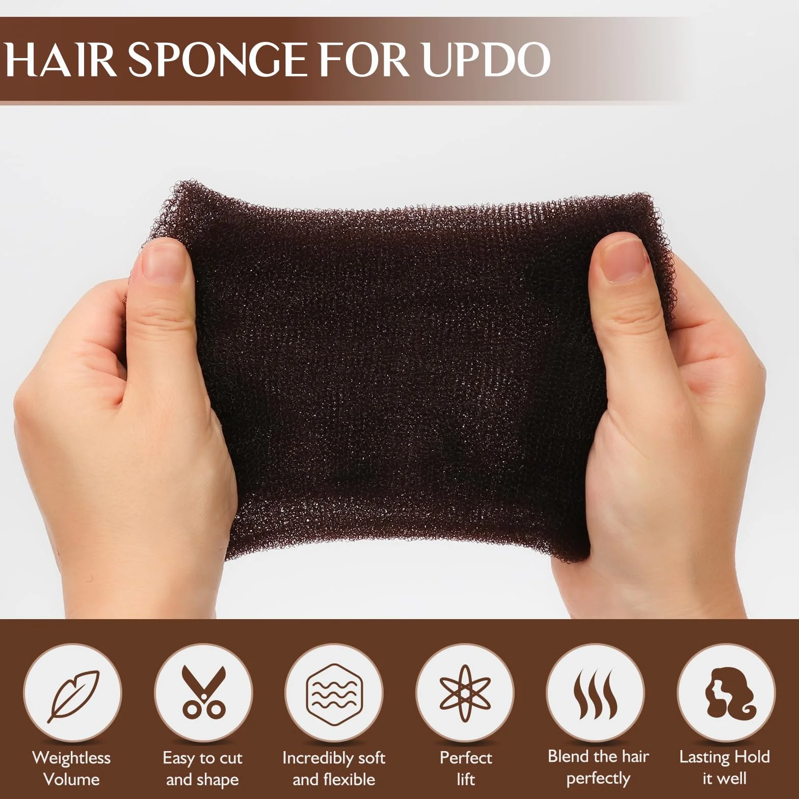 Esponja de pelo para recogido donas de volumen marrón oscuro