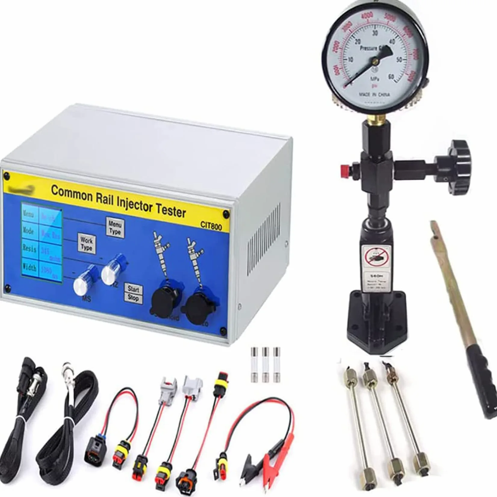 Kit De Compresión para Comprobador De Inyectores Diésel, Comprobador De Inyectores Common Rail Cit800, Detector Multifuncional para Comprobador Electromagnético De Inyect,