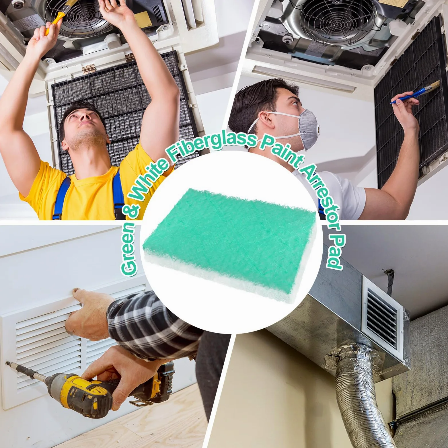 Motipuns Paquete de 50 filtros de escape para cabina de pintura, filtros de cabina de pintura en aerosol de fibra de vidrio, filtro de cabina de pulverización de aerógrafo resistente para cabina de