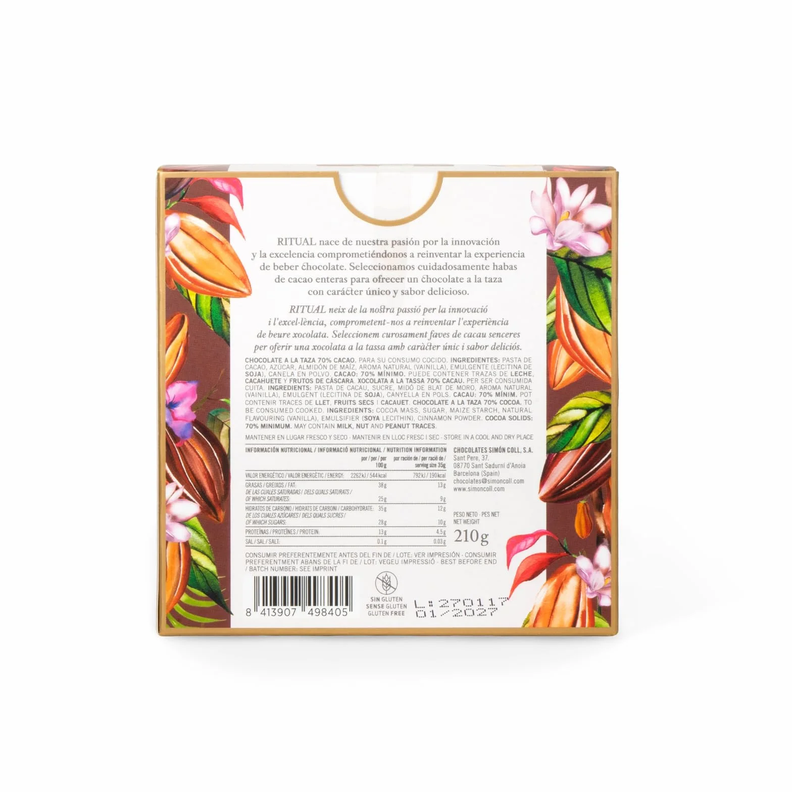 Simón Coll Chocolate a la taza RITUAL 70% 210g