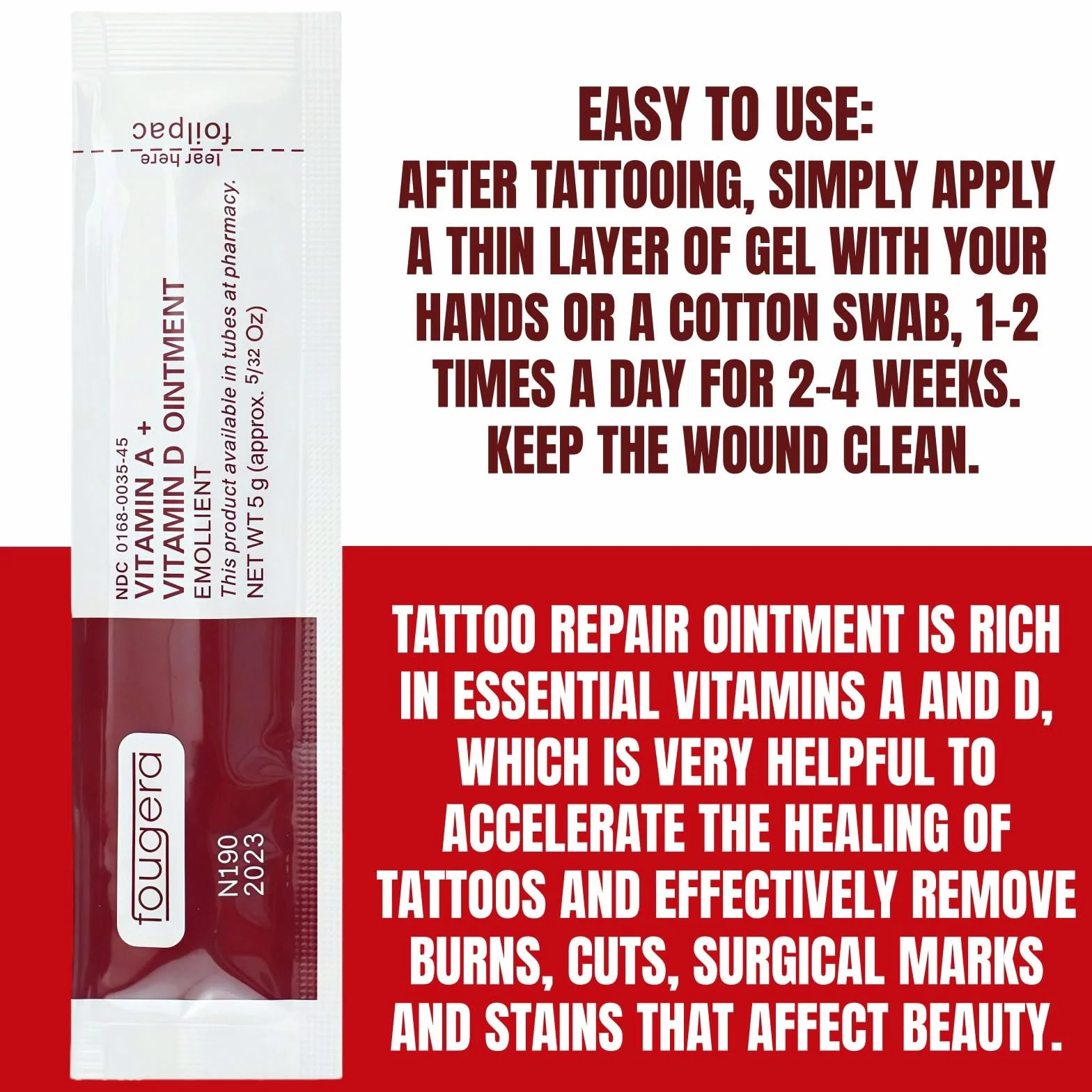 Crema Cura Tatuaggio Aftercare Hidratante con Vitamina A y D 100PCS