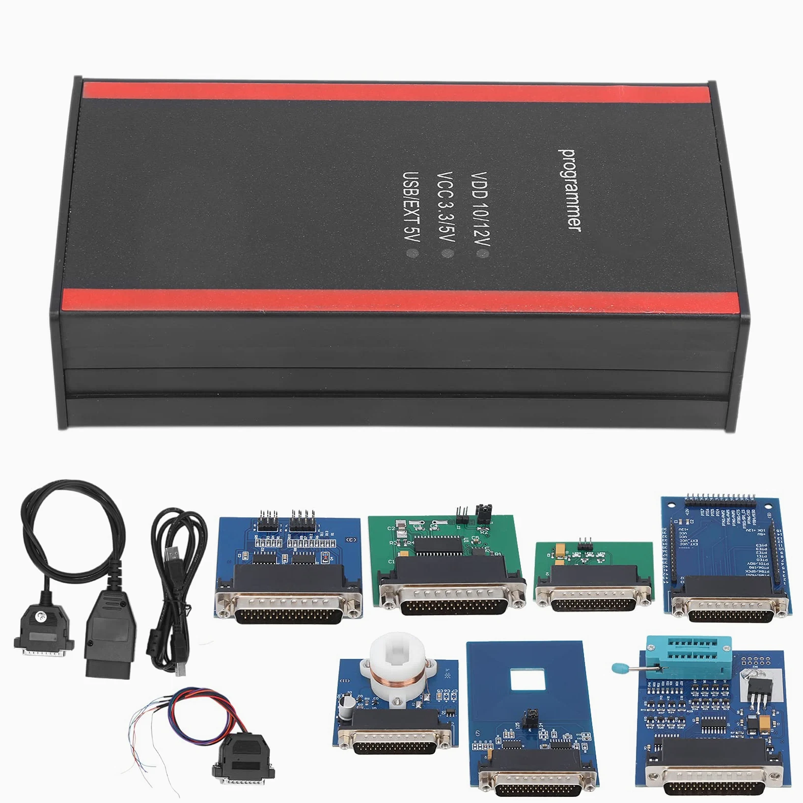 Escáner de Lector de código de automóvil, Kit de Programador de Llave de automóvil Profesional de 12 Piezas, escáner de automóvil Multifuncional con adaptadores completos