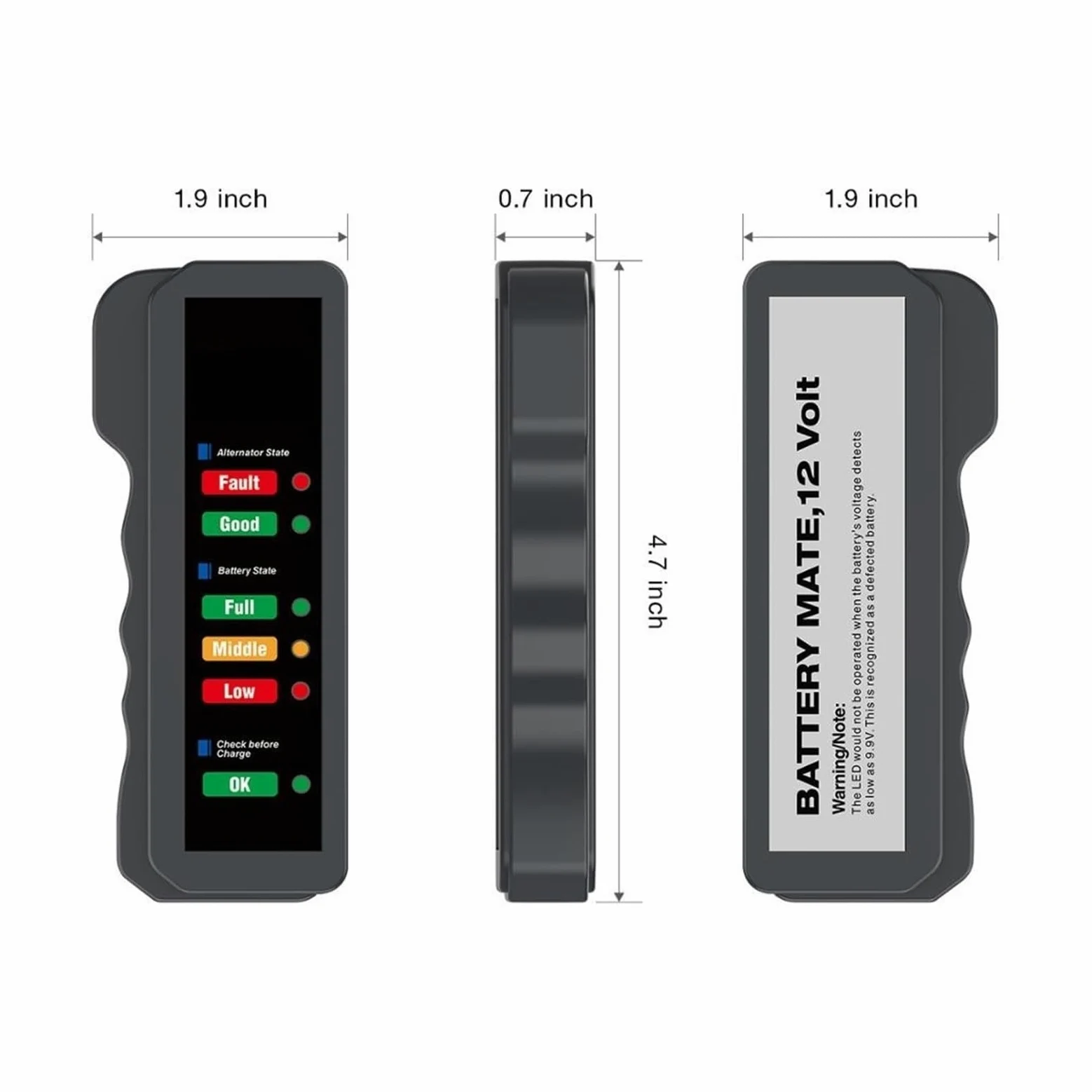 Herramienta Digital de Prueba de baterías de Coche de 12 V para alternadores con Pantalla de 6 Luces LED. Herramientas de diagnóstico automotriz para una detección rápida，BM320 Battery Tester