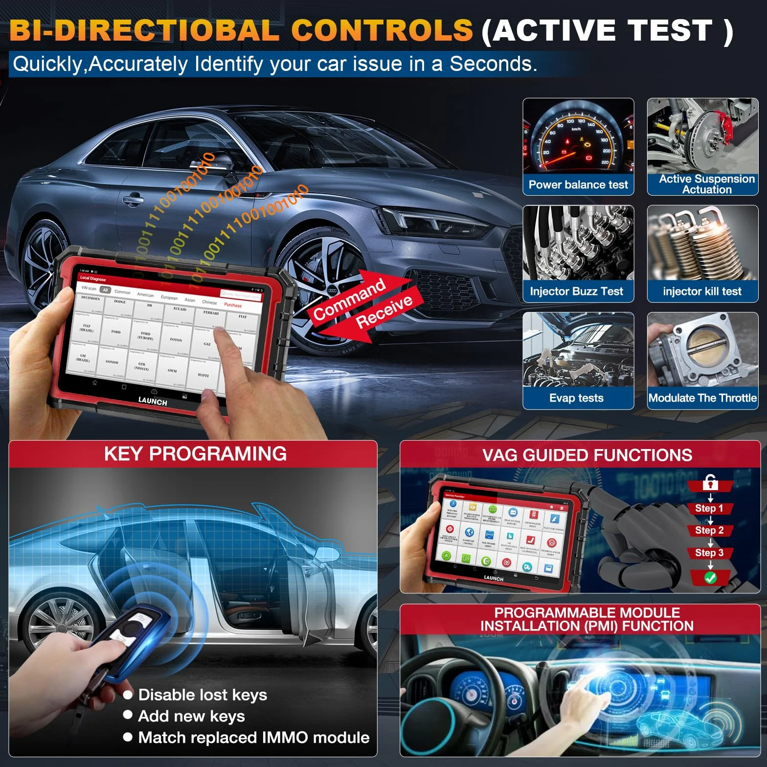 LAUNCH X431 Pro Elite obd2 Diagnosis Coche multimarca, Bidireccional Maquina Diagnosis Coche, Codificación ECU Online,Sistema Completo Diagnosis 45+ Reajuste,CANFD DOIP,FCA, 2 Años de Actualización