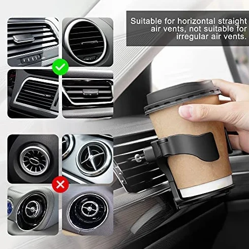 2 Piezas Portavasos para Coche, Posavasos Coche Ajustable Universal con 3 Pares Clips, Multifuncional Portavasos para Automóvil para Botella Termo Taza Bebida Cenicero