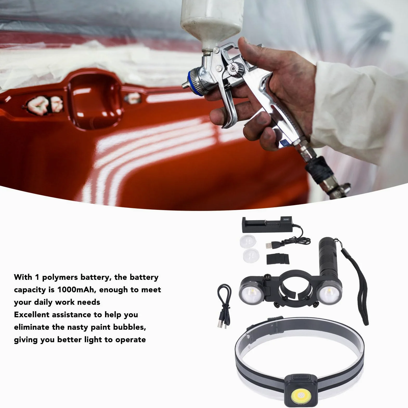 Annadue Boquilla de Rociador de Pintura LED Ajustable Duradera y Luces para Maceta, Iluminación de Alto Brillo, Temperatura de Color Ajustable, para Mejorar la Eficiencia de Pulverización, Iluminación