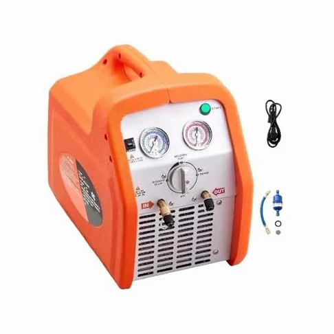 Máquina de recuperación de refrigerante de HVAC de doble cilindro, herramienta de extracción de gas de CA portátil de 1HP para R134A R410A, eliminación rápida de líquido con cierre de seguridad automá