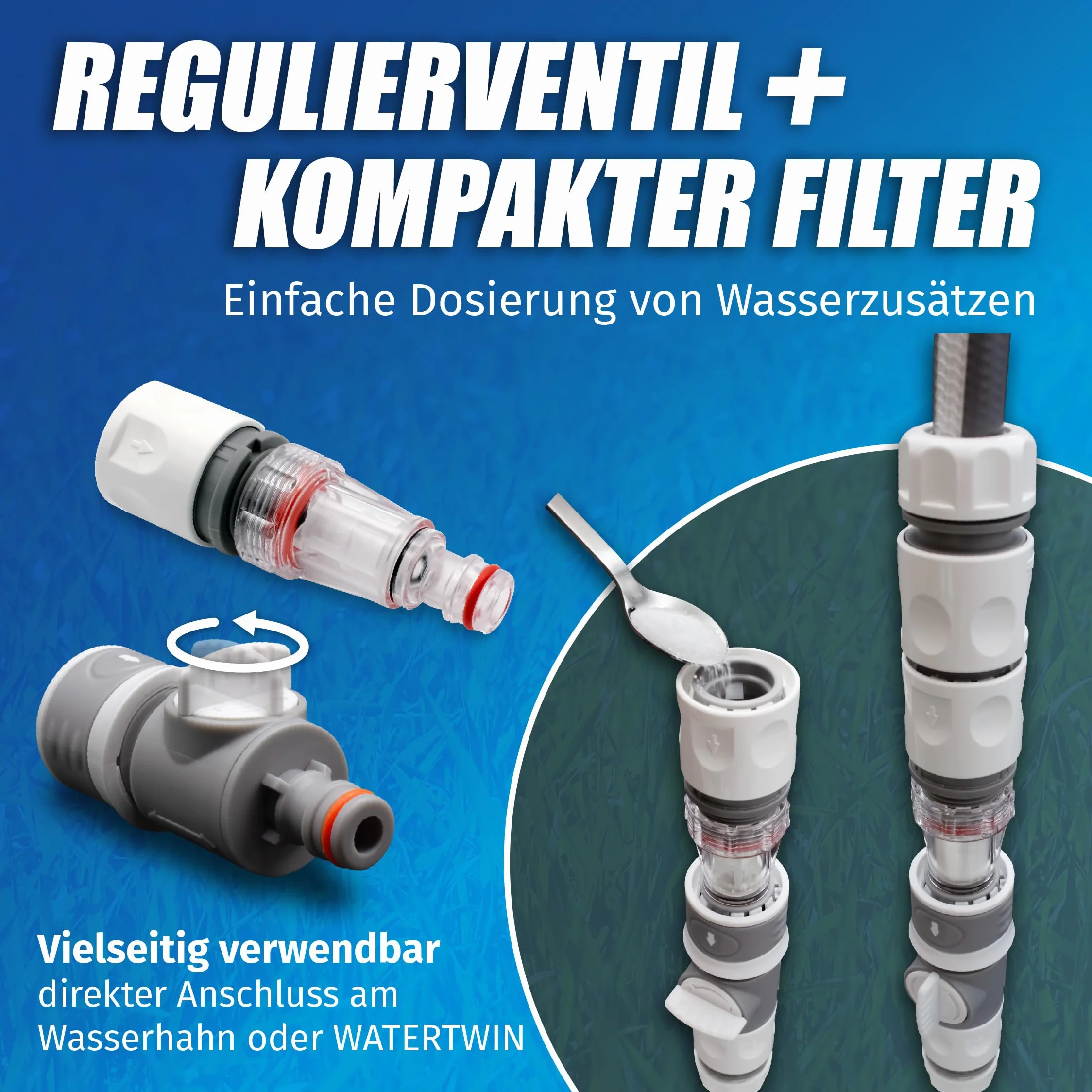 MaJoCompTec® CONNECT-30 Set de Tanque de Agua para Autocaravana | Accesorios de Tapa de Tanque para Caravana (Set de Conexión con Filtro, Paquete con Adaptador de Tanque de Agua 3 Pin D:78)
