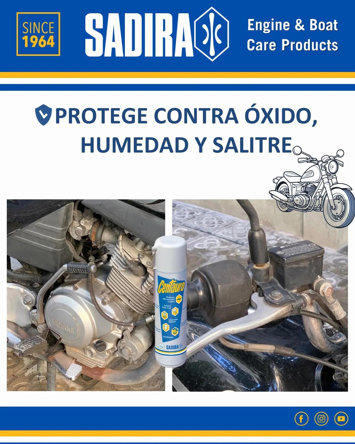 Sadira | Centauro Spray 300ml Neto - 405 CC | Lubricante para Motores y Equipos Marinos | Multiusos para Barcos, Coche, Moto. Protector contra óxido y salitre