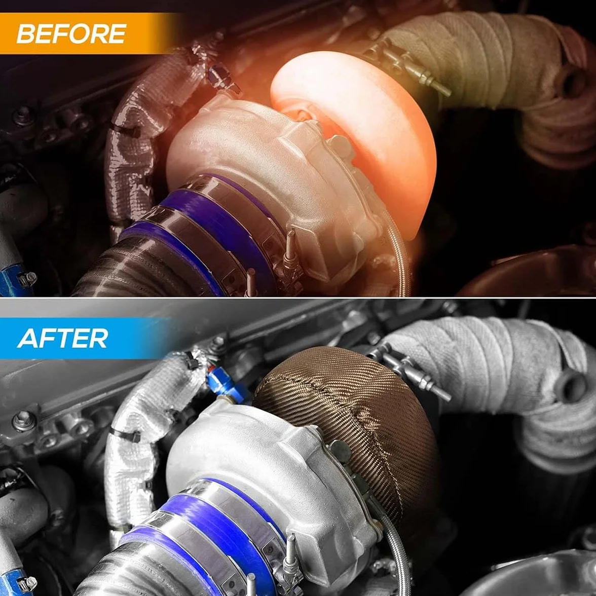 XINHAN Manta Turbo de Titanio T25 T3 T4 T6 Cubierta para Turbocompresor Cubierta de Protección Térmica con Resortes de Sujeción (T3)