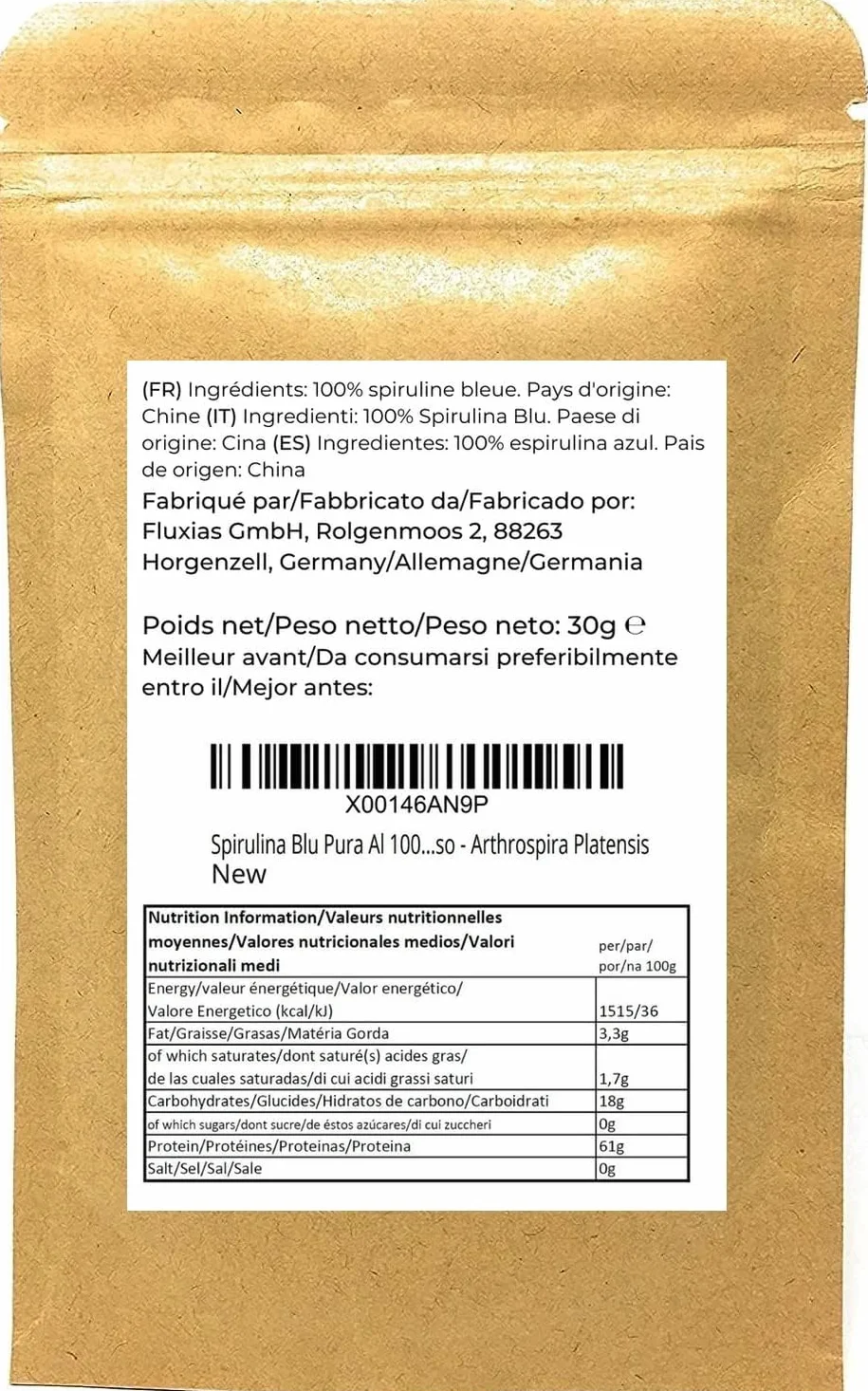 Polvo De Espirulina Azul 100% Puro - Ficocianina - Colorante Alimentario Azul Profundo - Arthrospira Platensis