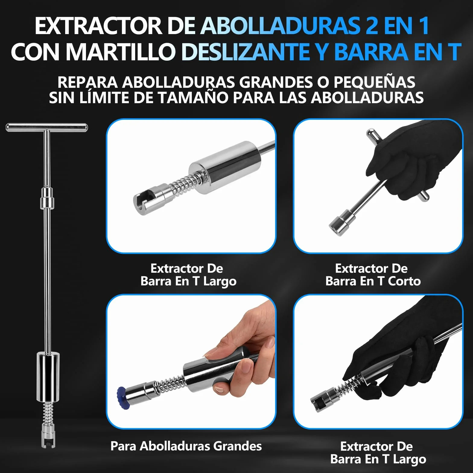 Kit Extractor Abolladuras Coche 119Pcs - Sacabollos Coche Ventosa Kit Sin Pintura Herramienta de Reparación Chapa Kit de Quita Desabollado para Reparación Daños Granizo Automóviles