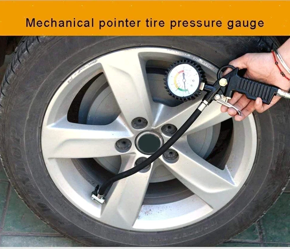 AGAATI Manómetro económico de Escala de Acero, manómetro de presión de neumáticos de 0-220 PSI