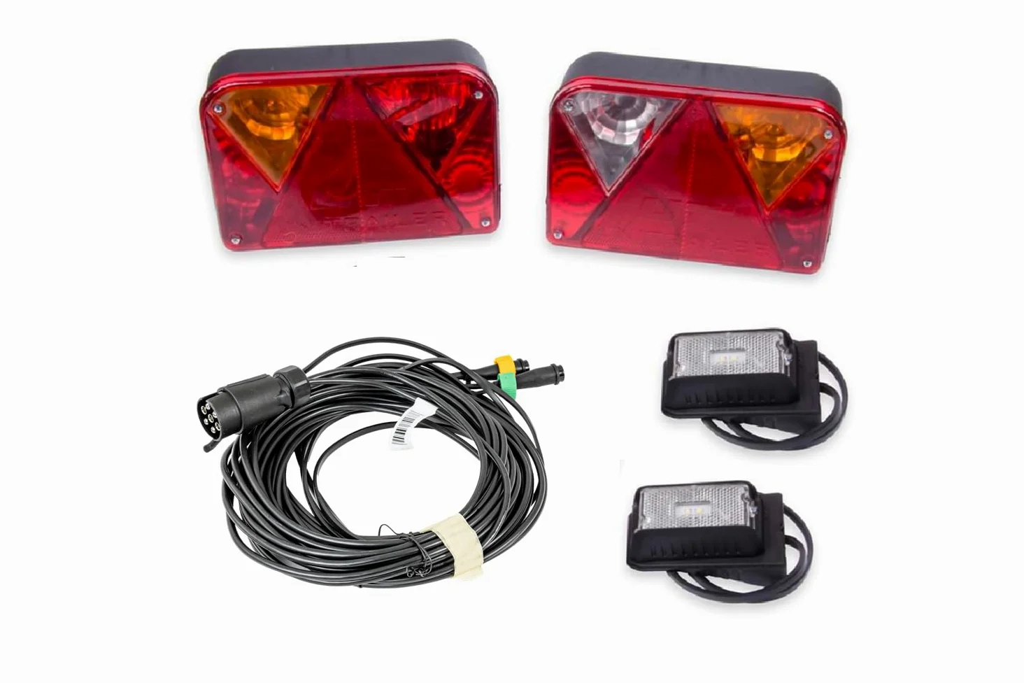 DOBPLAST Kit de Pilotos Traseros DPT35 y Luces de Posición LED DPT15 para Remolque con Arnés Eléctrico MANTES de 7m Enchufe 7 Pines 12V Instalación de Luces Segura | Kit completo con luces traseras DOBPLAST DPT35 y luces de posición LED para maquinaria ag