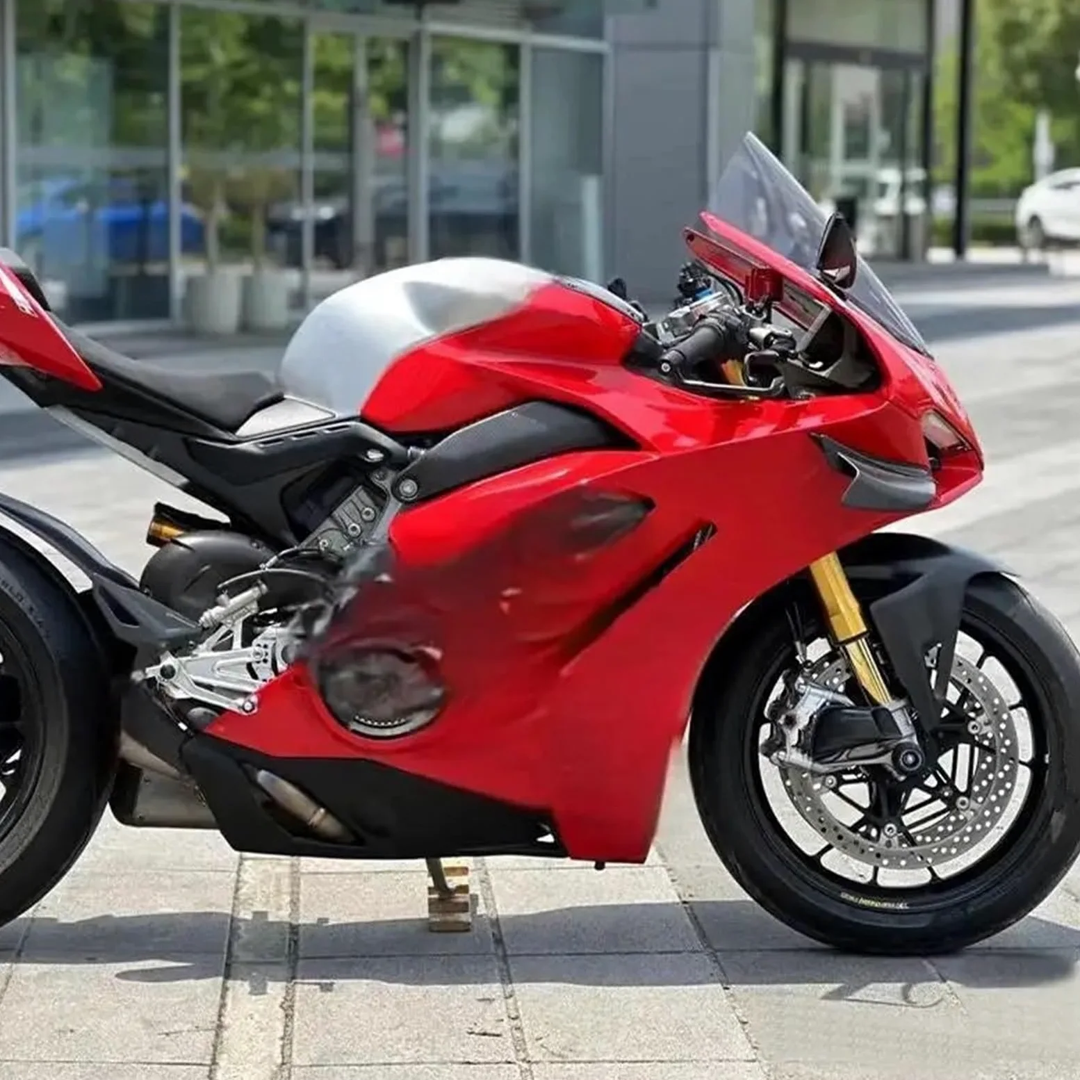 Refrigeración de Pinza de Freno Radiador de Pinza de Fibra de Carbono Modificado para Ducati V2/V4 Street Fighter V2/V4, radiador de guía de Aire de Freno Delantero.(A3)