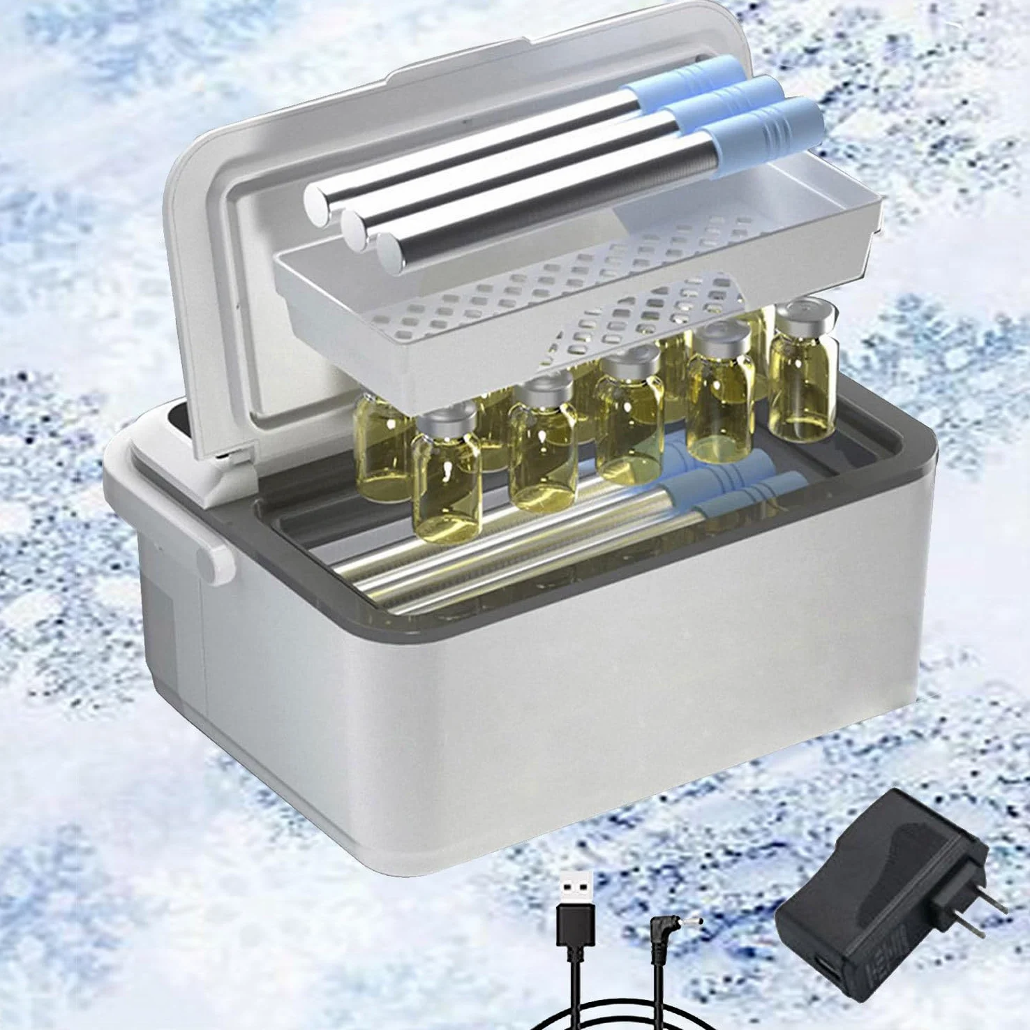 Refrigerador De Insulina Refrigerador De Viaje De Insulina Médica Portátil Mini Refrigerador De Medicina para Automóvil Recargable para Almacenamiento De Medicina para Diabéticos,3batteries