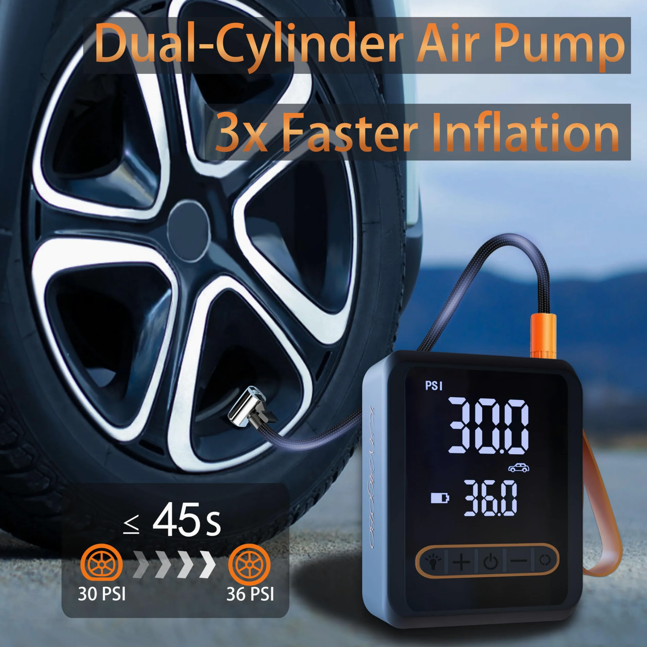 Compresor de aire portátil inflador de neumáticos, bomba de aire digital inalámbrica de 150 PSI con luz LED y medidor de presión para neumáticos de coche, motocicleta, bicicleta