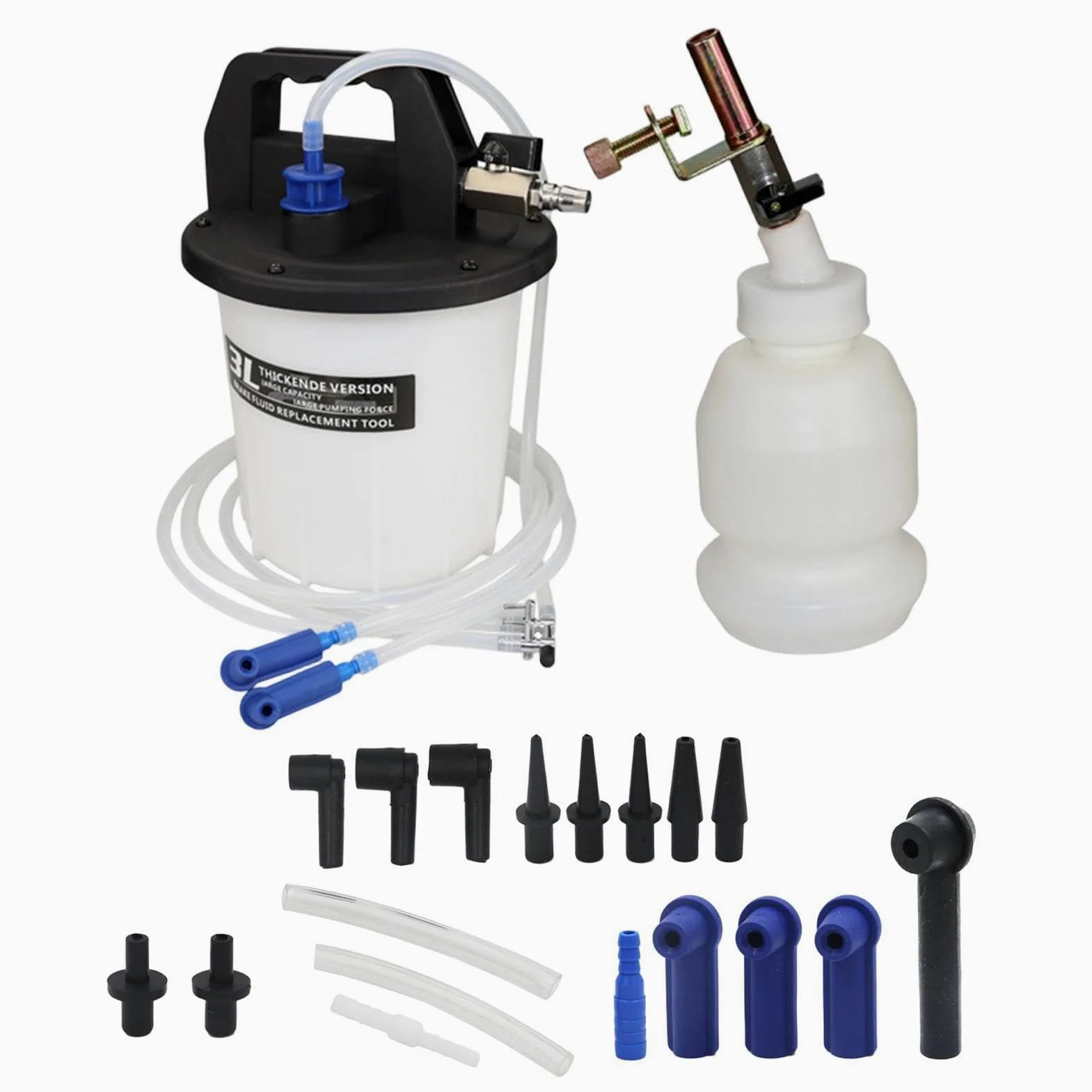 Extractor de Líquido de Frenos Depósito antirretorno de 3L de capacidad | Kit Extractor Fluido Frenos para Reparación Vehículo Para Mecánicos de Coche, Mantenimiento y Garaje
