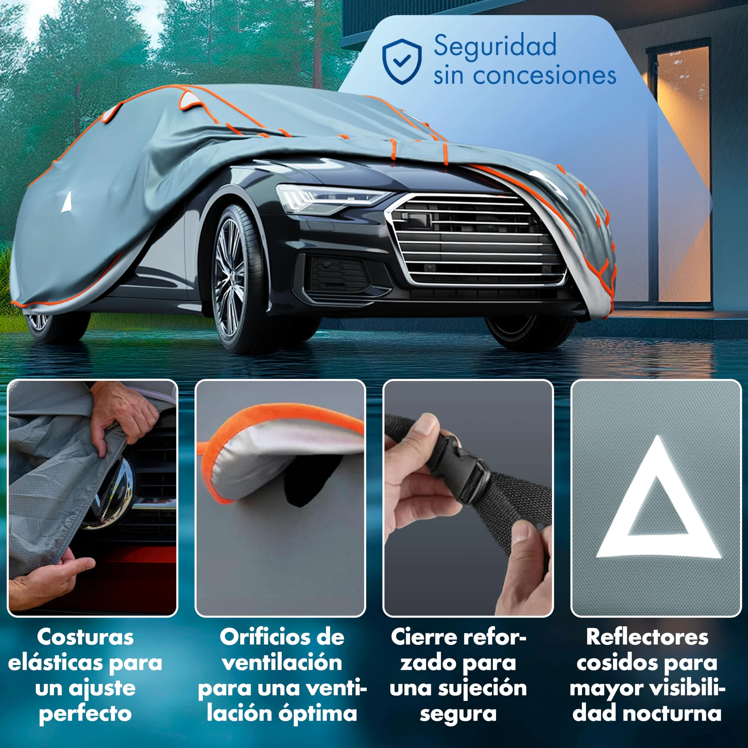 WALSER Lona de protección antigranizo para Coche Funda Repelente al Agua antigranizo, Certificado por TÜV Austria* Perma Protect Complete, Lona de protección Talla 8