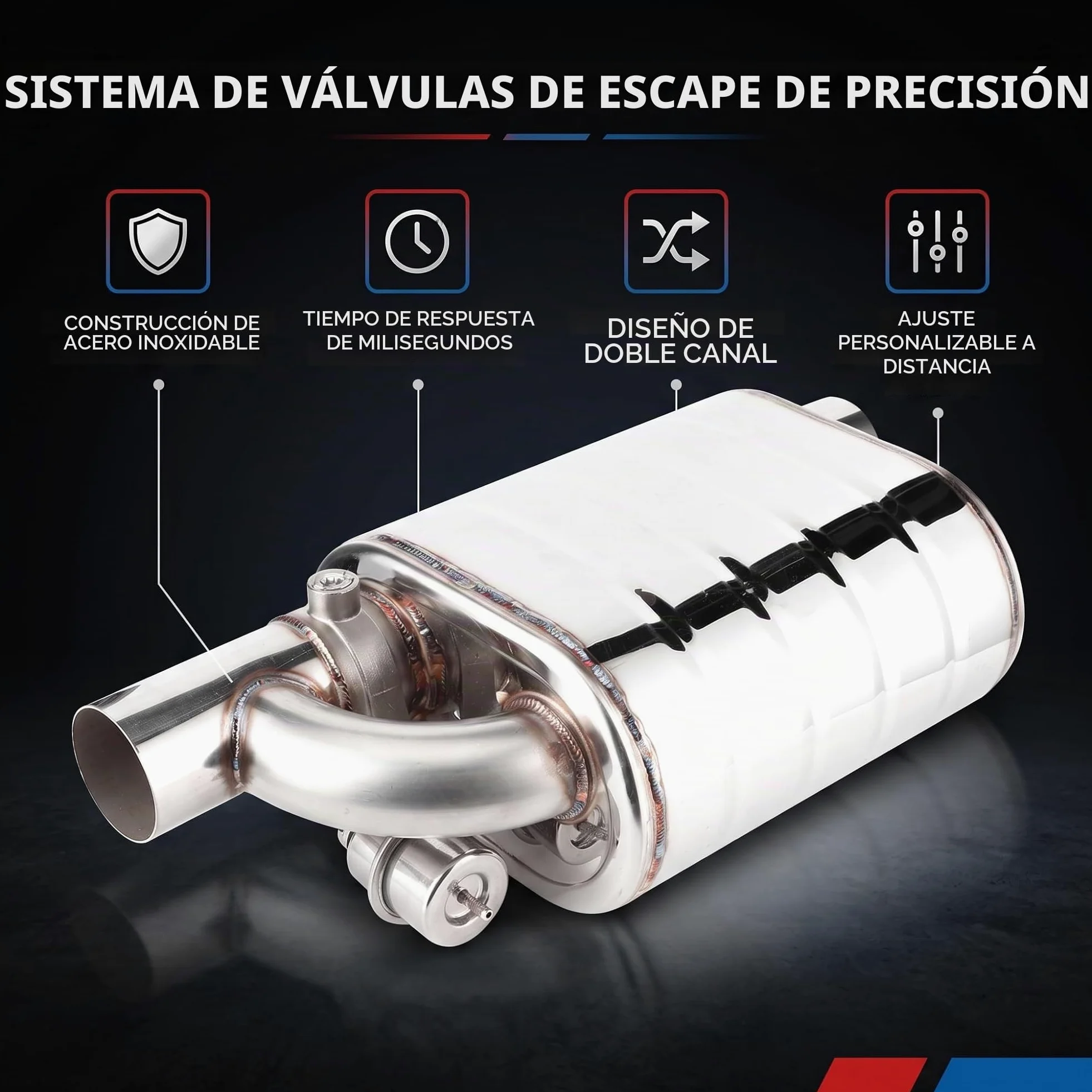 Válvula de escape para automóvil, válvula de escape eléctrica universal para automóvil de 63 mm Dispositivo de puerto remoto de acero inoxidable Válvula de tubo de bomba de vacío.