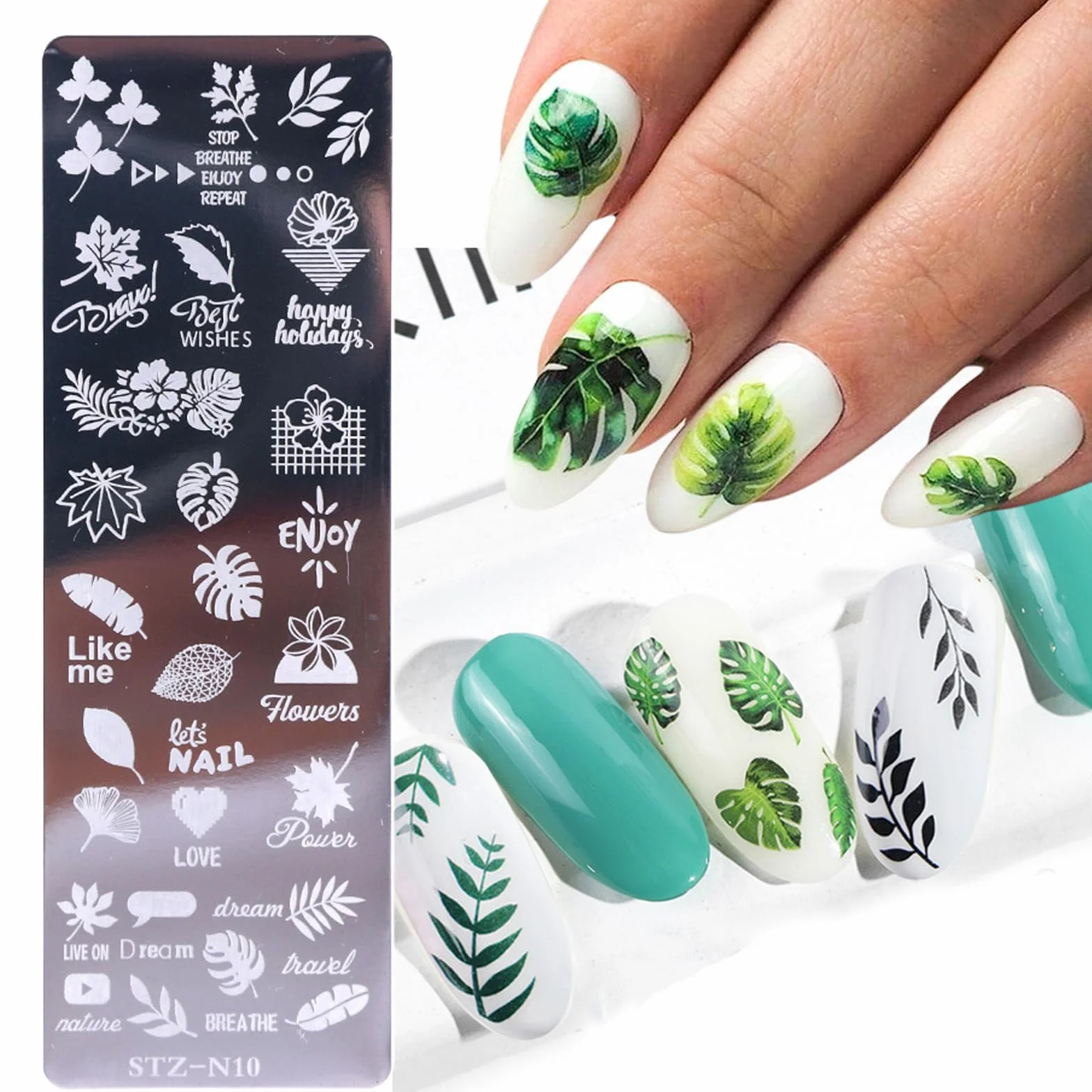 Piezas Nail Art Stamping Placas Uñas con Patrón Mariposa Flor Penacho para Salón