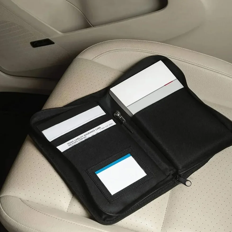 Portadocumentos Portátil Organizador de Guantera A5 Carpeta Documentación Coche con Compartimento para Tarjeta, Licencia de Conducir