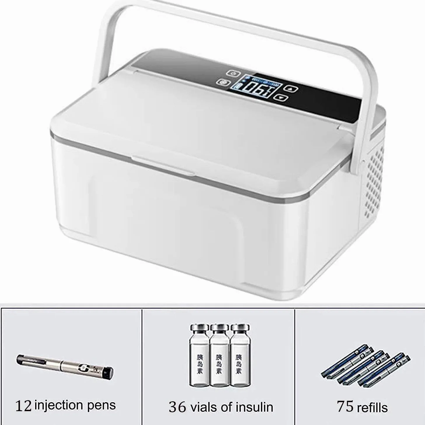 Refrigerador De Insulina Refrigerador De Viaje De Insulina Médica Portátil Mini Refrigerador De Medicina para Automóvil Recargable para Almacenamiento De Medicina para Diabéticos,3batteries