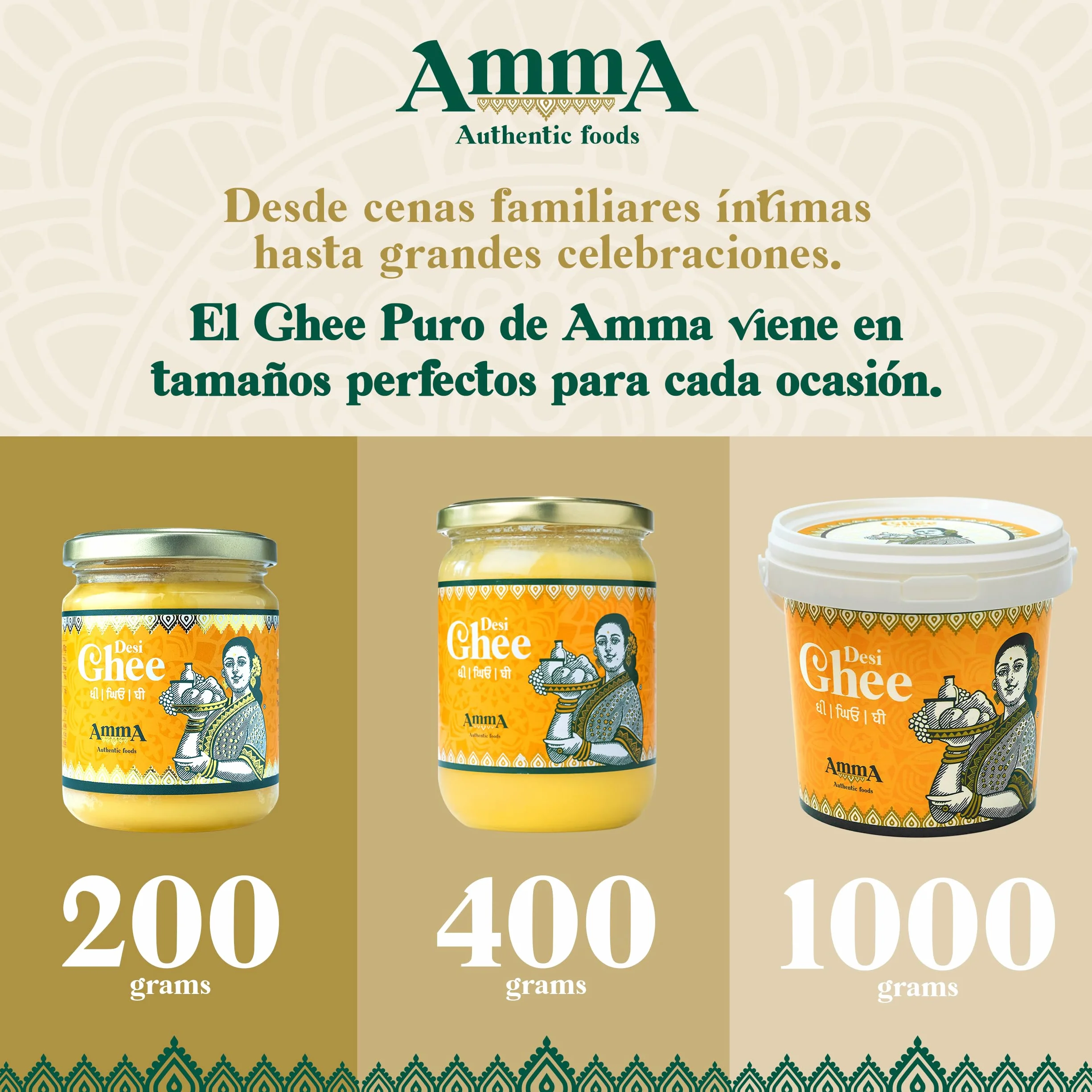 Amma Authentic Foods Ghee Mantequilla Clarificada 400g Apto para Keto y Paleo