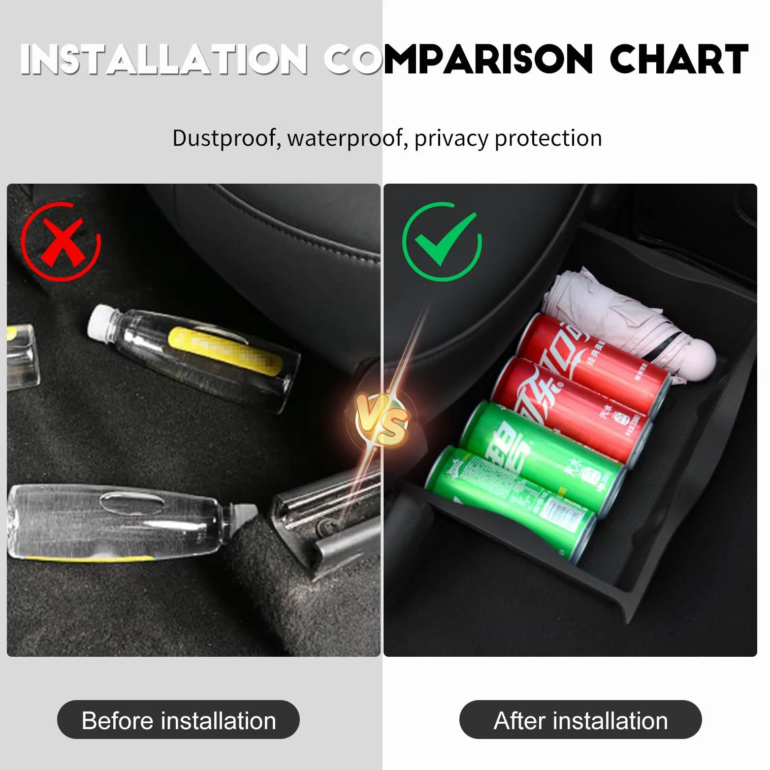 Tesla Model Y 2021-2023 Silicona Caja Almacenamiento Debajo Asiento Delantero con Tapa