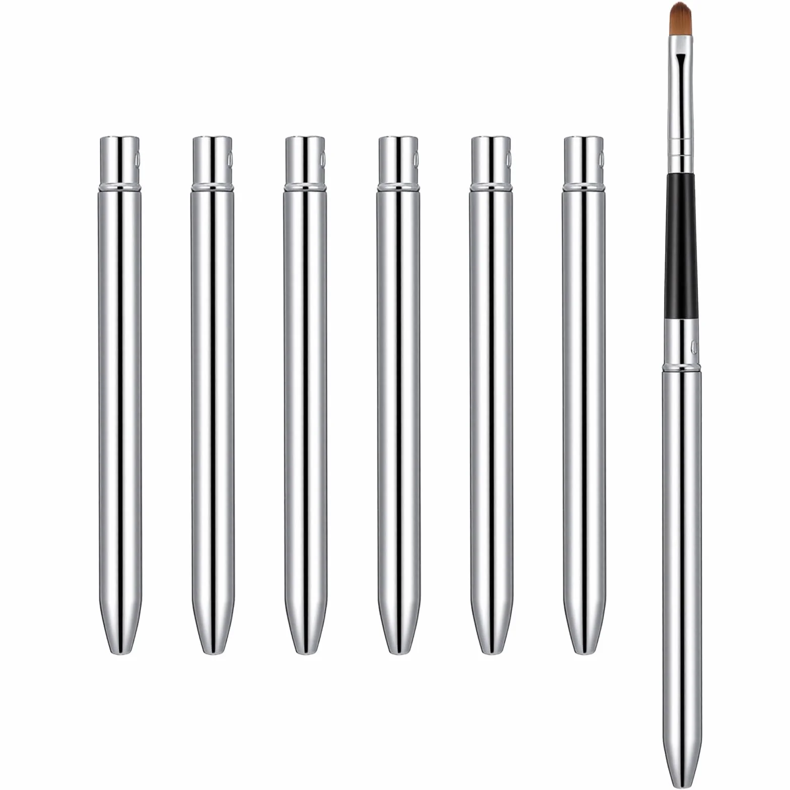 Pinceles de labios retráctiles plateados para pintalabios de viaje