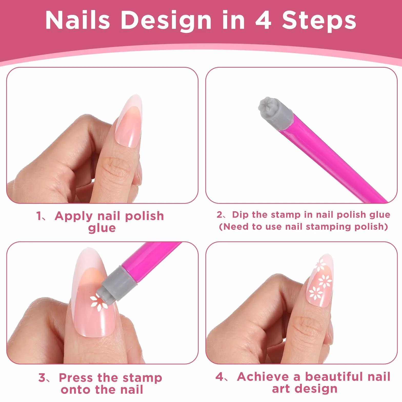 Sellos de uñas de silicona, juego de 15 unidades, portátil, para decoración de uñas, manicura