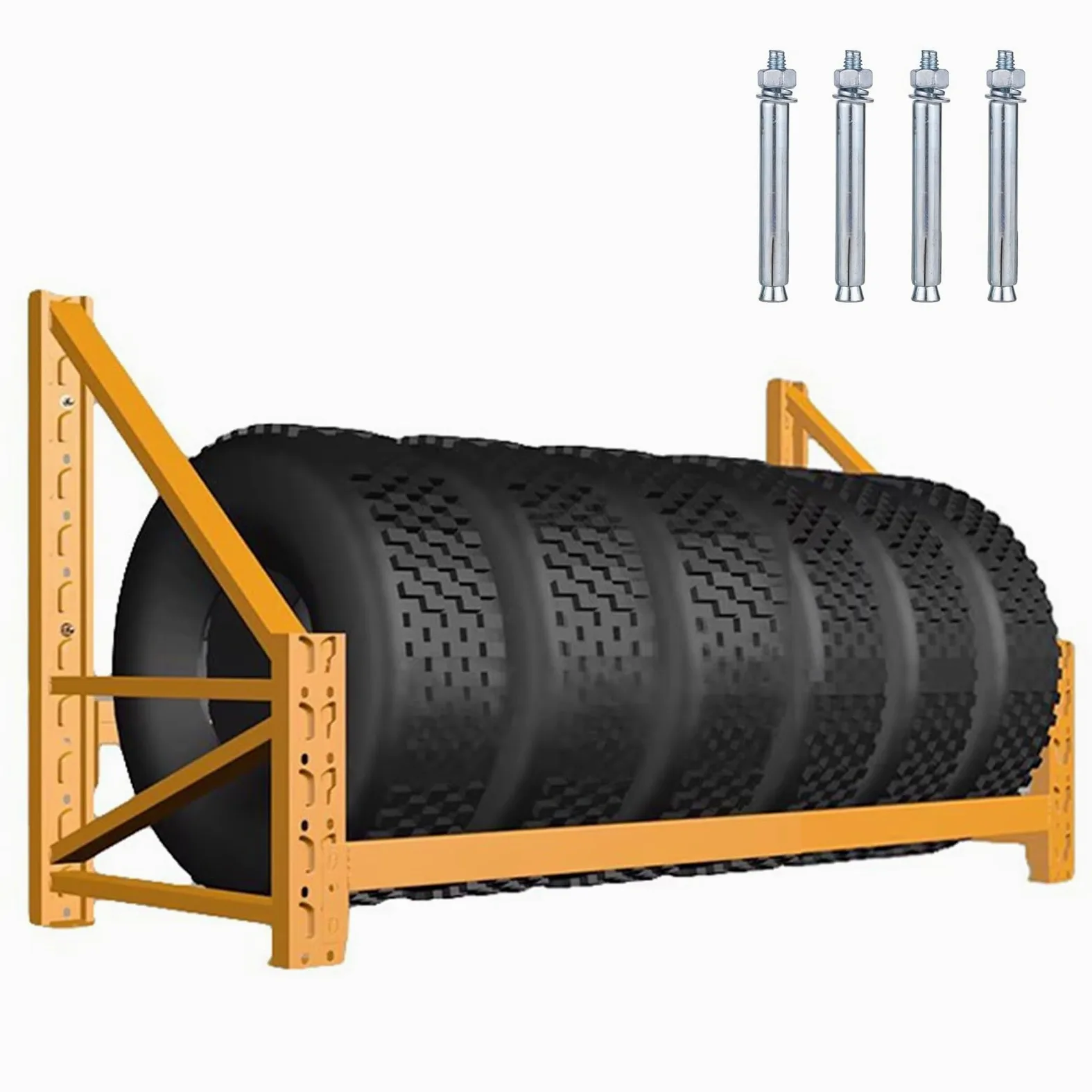 Estante de neumáticos de montaje en pared resistente, organizador de múltiples neumáticos, estante de almacenamiento de ruedas fácil de montar