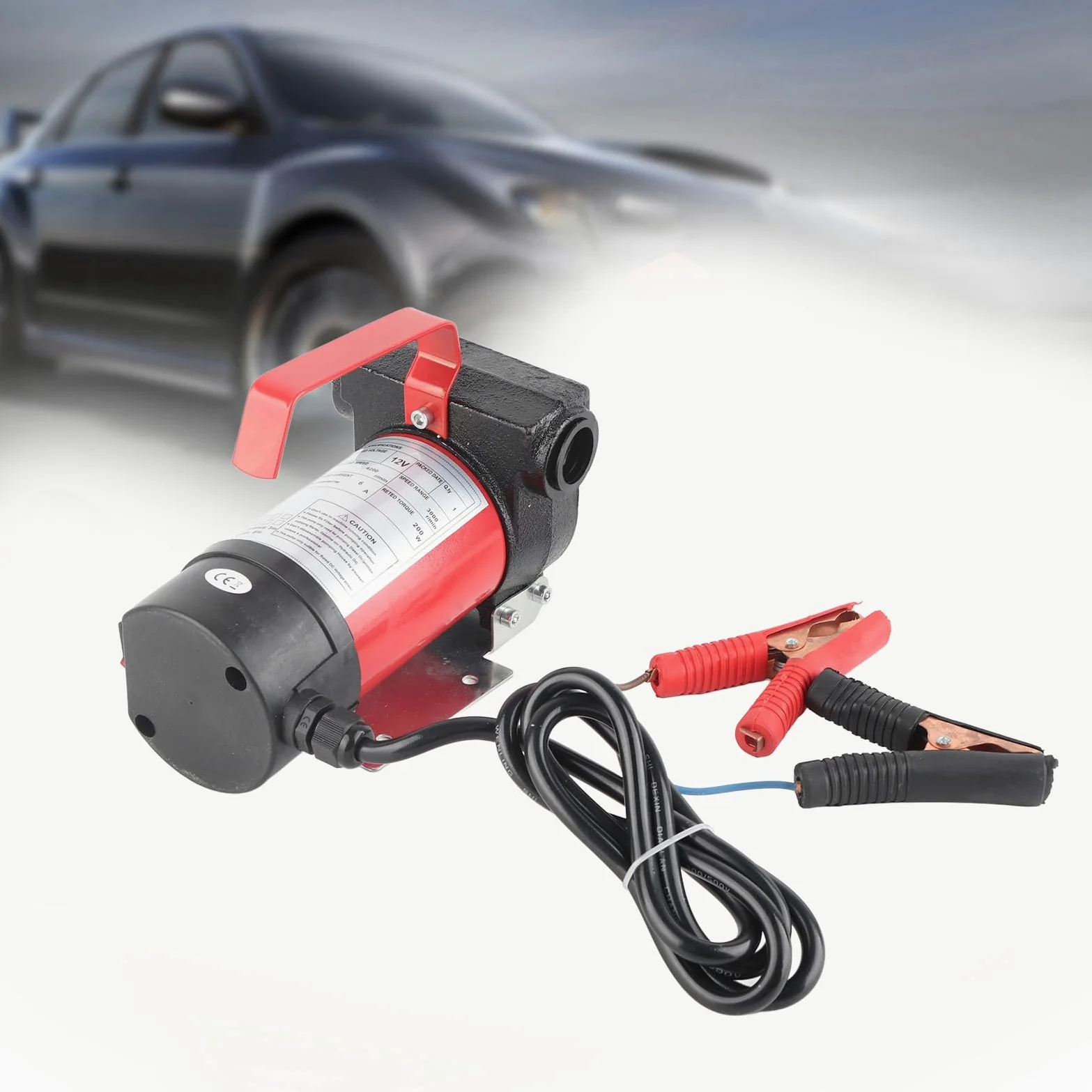Cryfokt Bomba de Transferencia Diésel de 12V, Bomba Eléctrica Portátil de Alta Resistencia para Vehículo, Camión, 40l/min, Hierro Fundido Resistente a la Corrosión