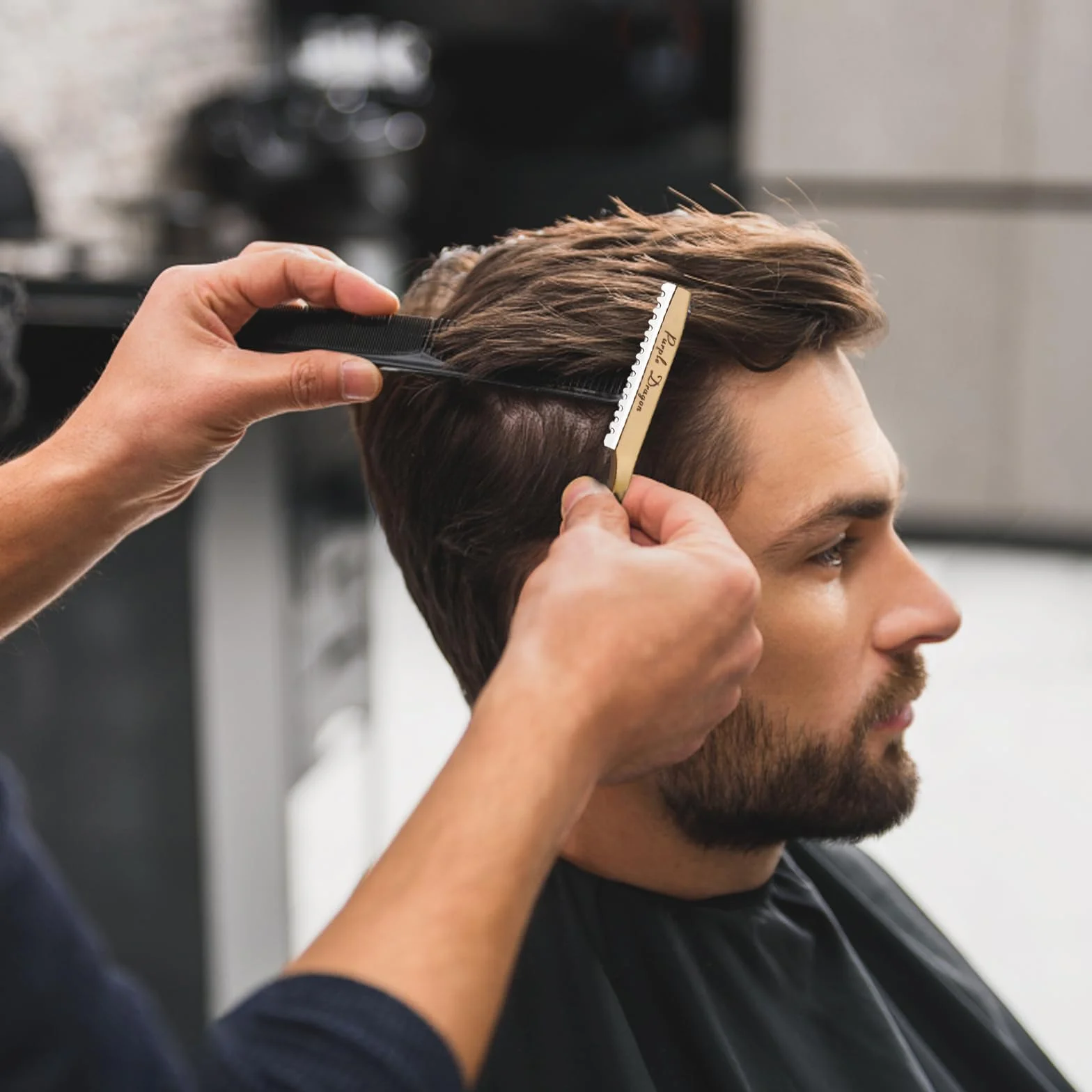 Cuchillo para Adelgazar el Cabello, Cuchilla de Afeitar de Peinado, Maquinillas de Afeitar Texturizadoras de Corte Manual de Cabello con 10 Navajas de Repuesto (Oro)