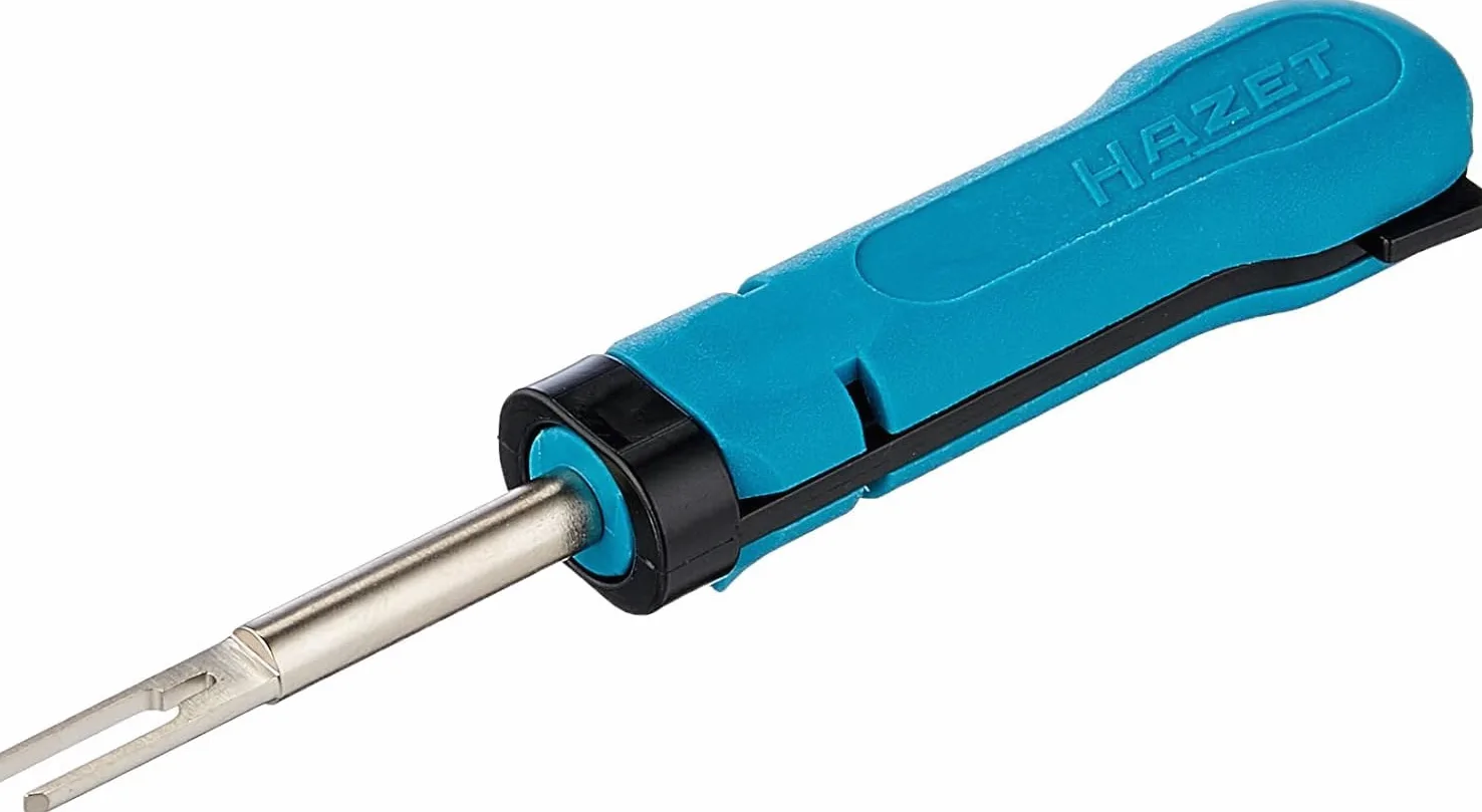 Herramienta de desbloqueo HAZET 4672-12 I contactos de enchufe planos con dos pestillos/ anchura de contacto 4,8 mm I para averías causadas por conexiones incorrectas".
