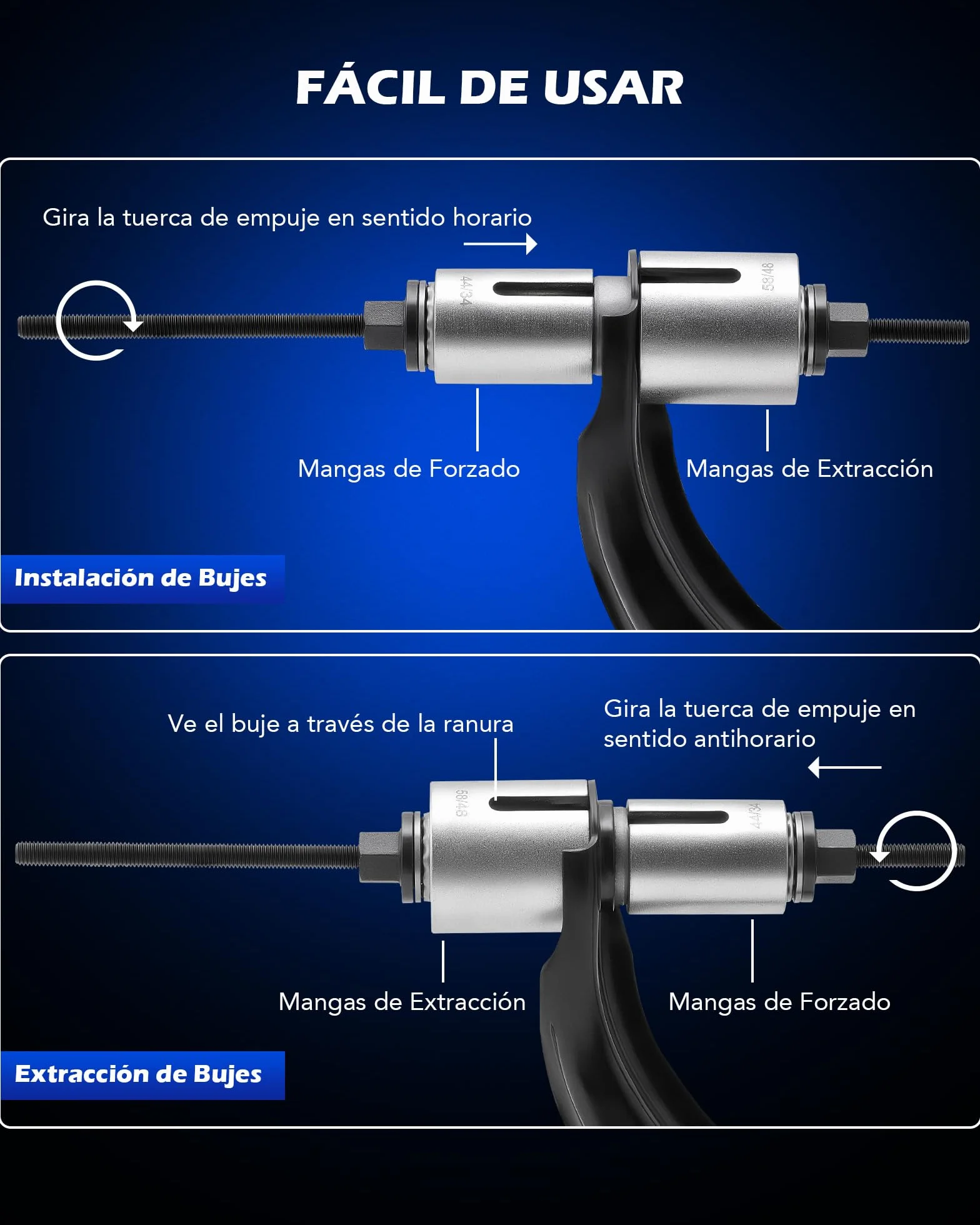 Orion Motor Tech Juego de Extractores de Rodamientos de Ruedas 27 Piezas Herramienta de Cojinetes con Maletín Kit de Manguito de Extracción de Cojinete de Rueda para Coches y Camiones LCV HGV