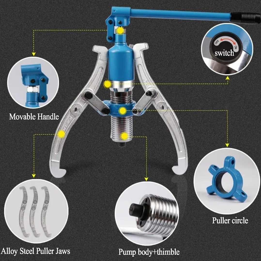 Kit Extractor hidráulico 5T/10T/15T/20T - Separador de poleas de cigüeñal y cojinetes de Rueda con Bomba y máquina extractora de Tubos de Aceite