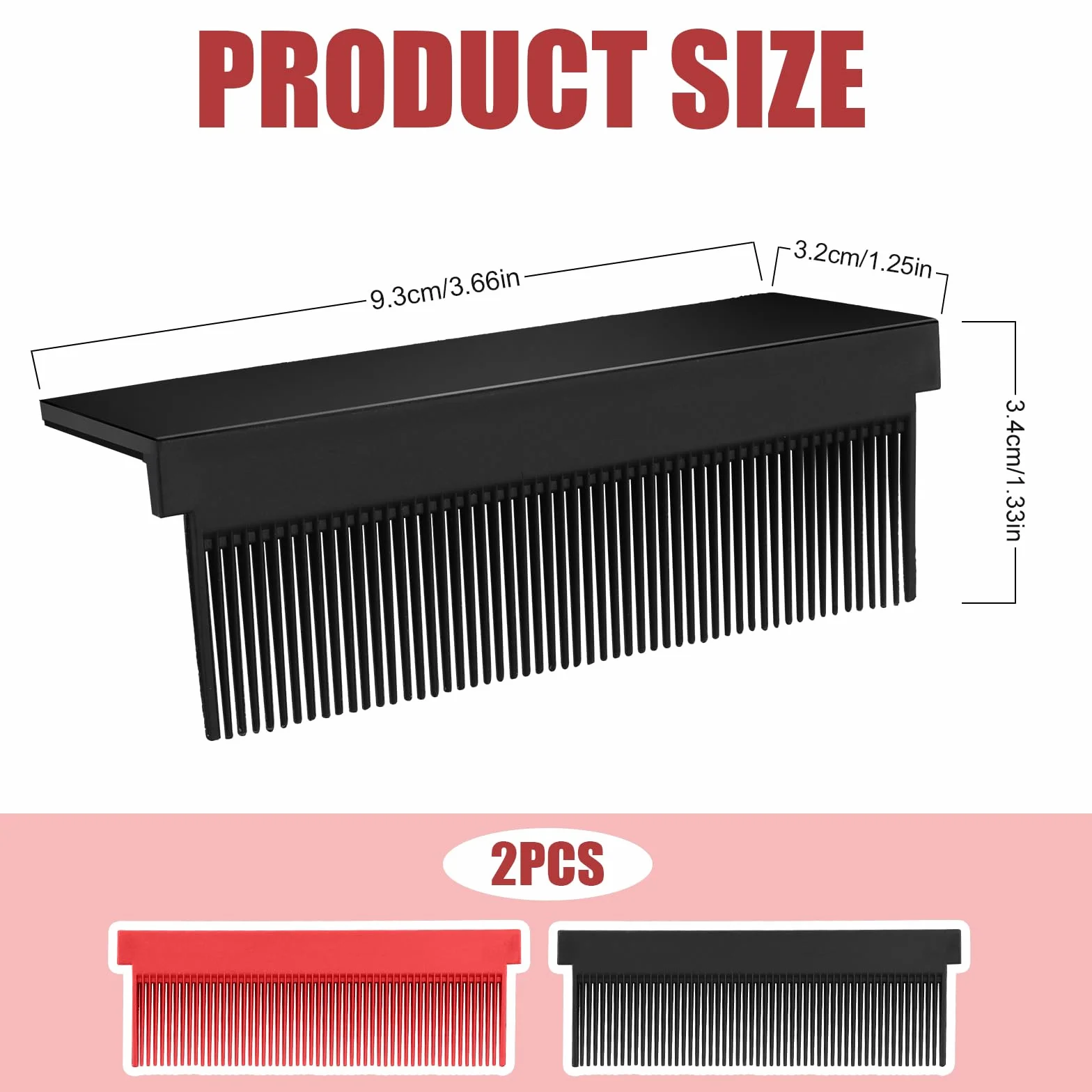 2 Piezas Accesorio Peine de Hierro Plano con Clip Resistente al Calor para Alisador de Cabello (Negro, Rojo)