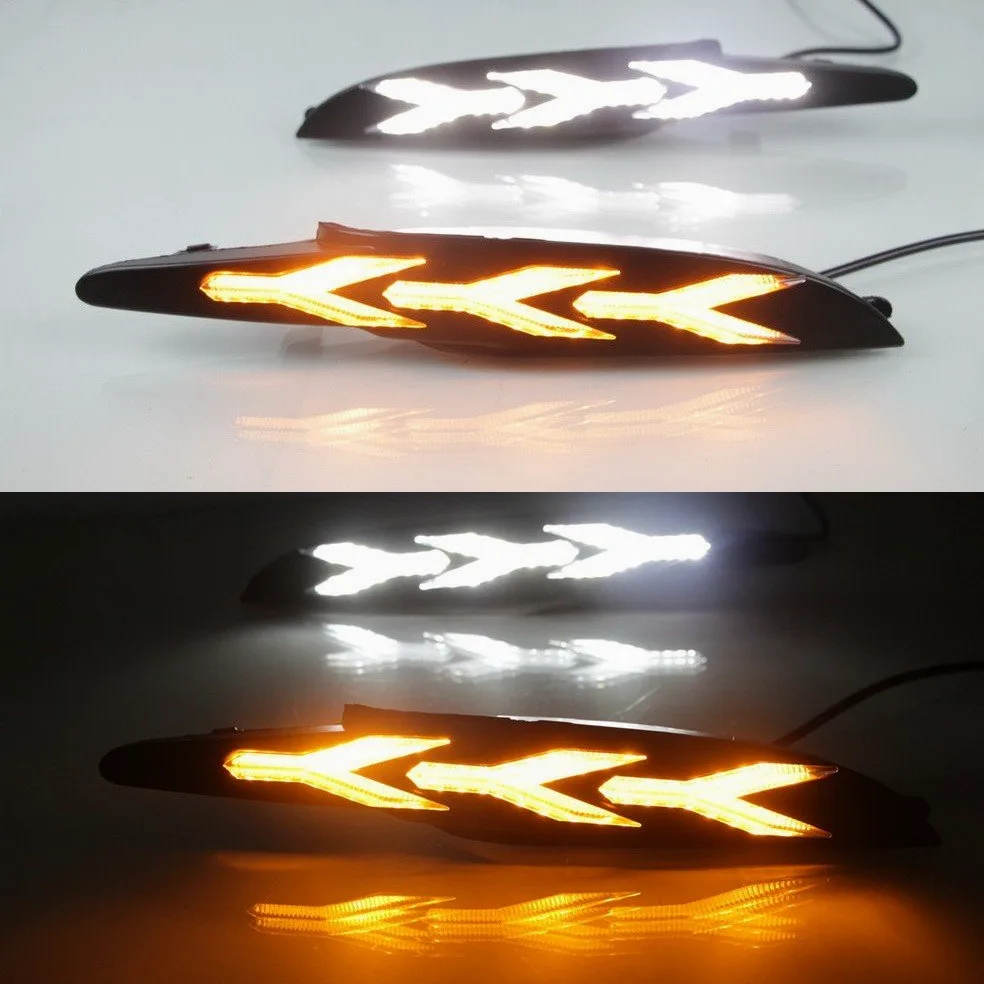 Luces diurnas LED DRL para comaptible for Mazda 3 Axela 2017 2018, LED parachoques delantero DRL + amarillo Streamer luces de señalización
