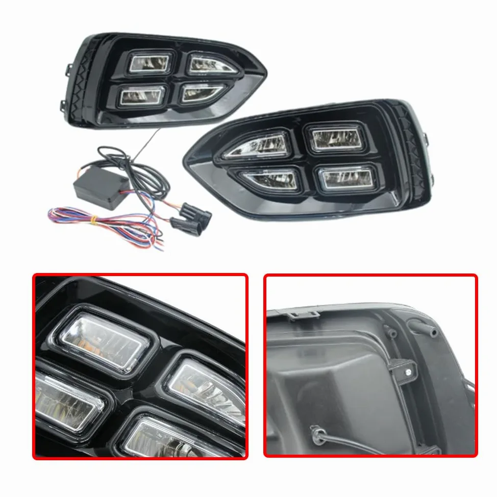 Riloer Luces diurnas LED color ámbar y blanco, faros antiniebla DRL, resistentes al agua, compatible con Hyundai Accent 2017-2018.