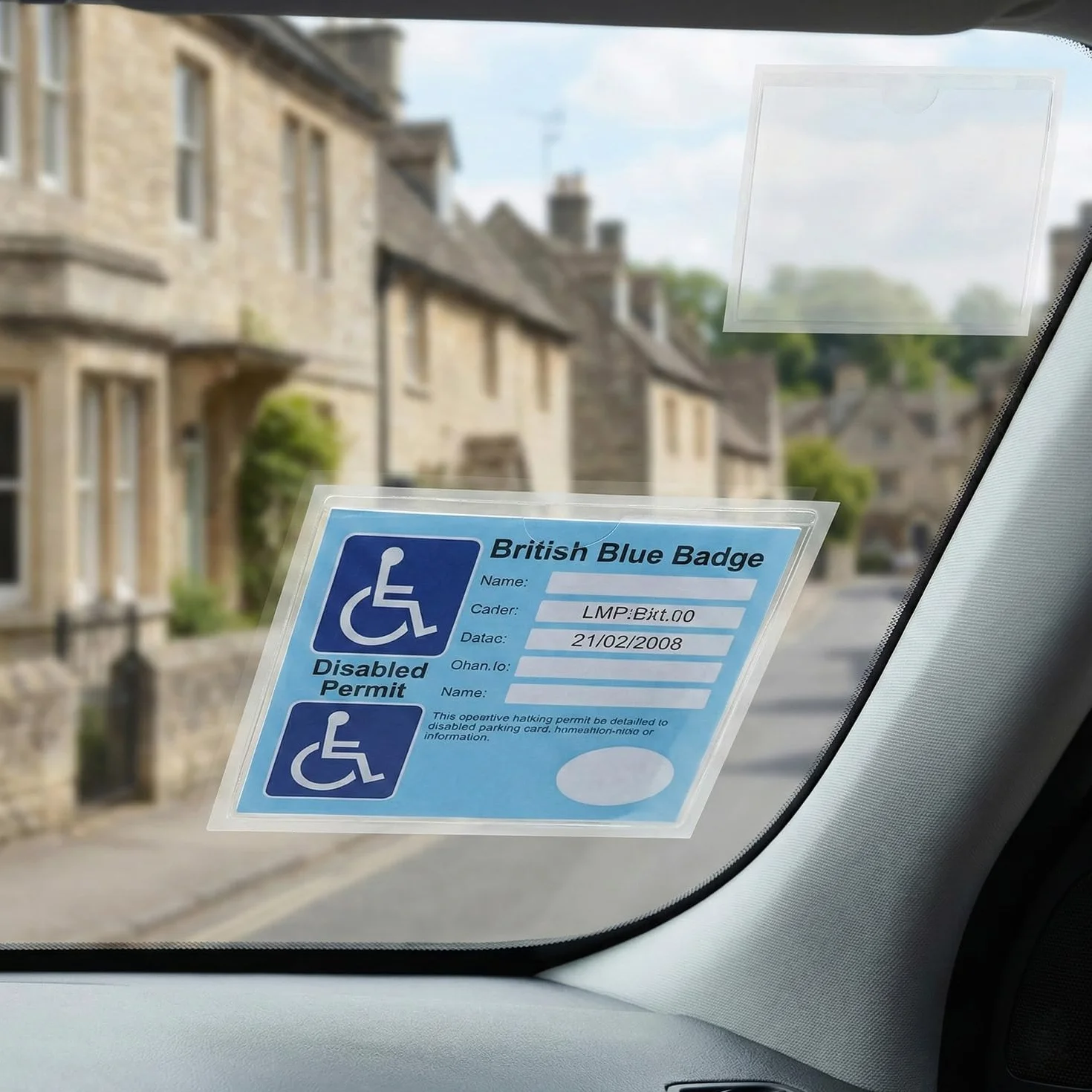 Tabanzhe 2 soportes para permisos de coche para parabrisas, transparente autoadhesivo, funda protectora trasera adhesiva, para billetes, tarjetas de discapacitados, notas, insignias
