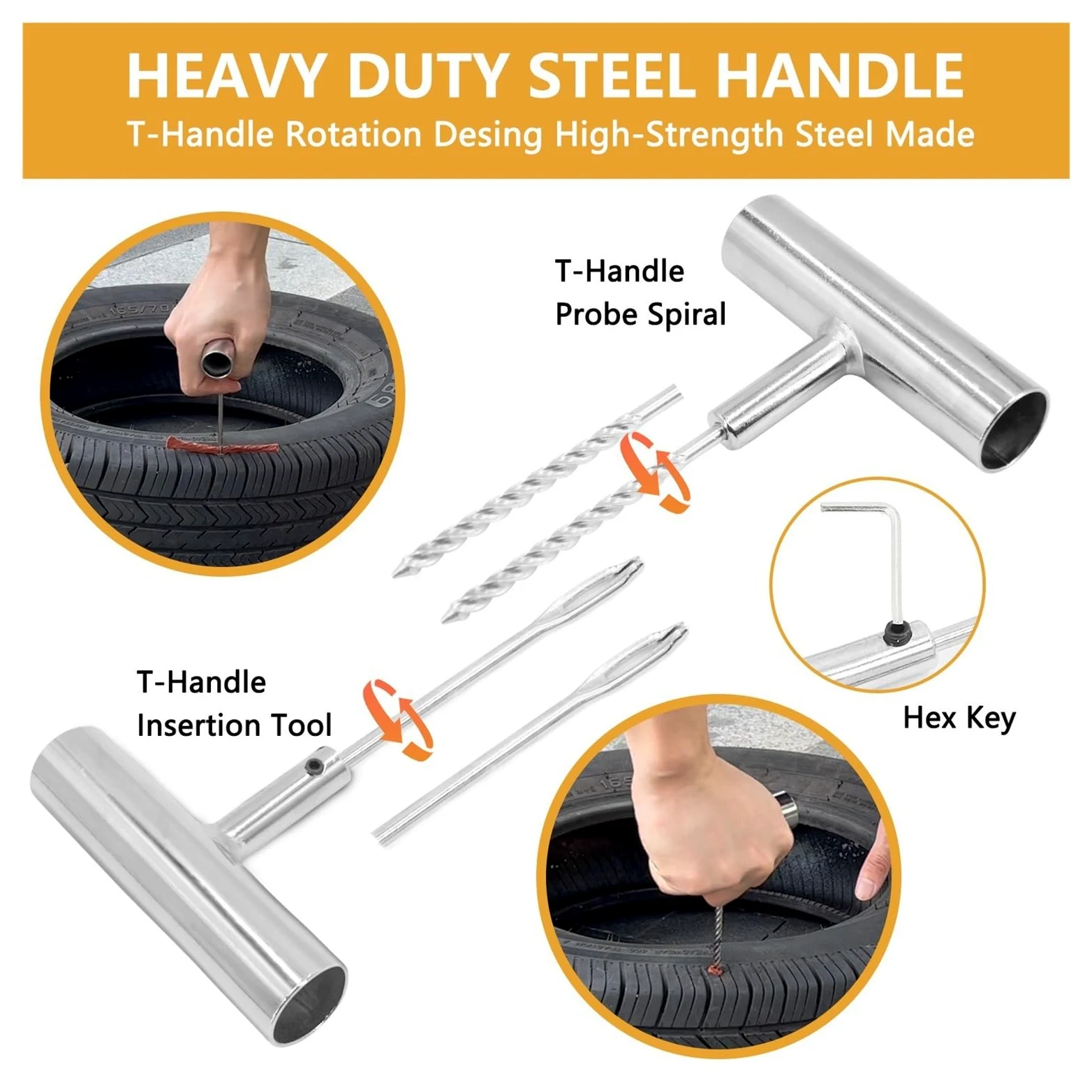 Herramientas de reparación de neumáticos de Coche, alicates multifunción 13 en 1, reparación de neumáticos al vacío, Clavos for Reparar pinchazos y Tapones Planos, Kit de Parche Universal