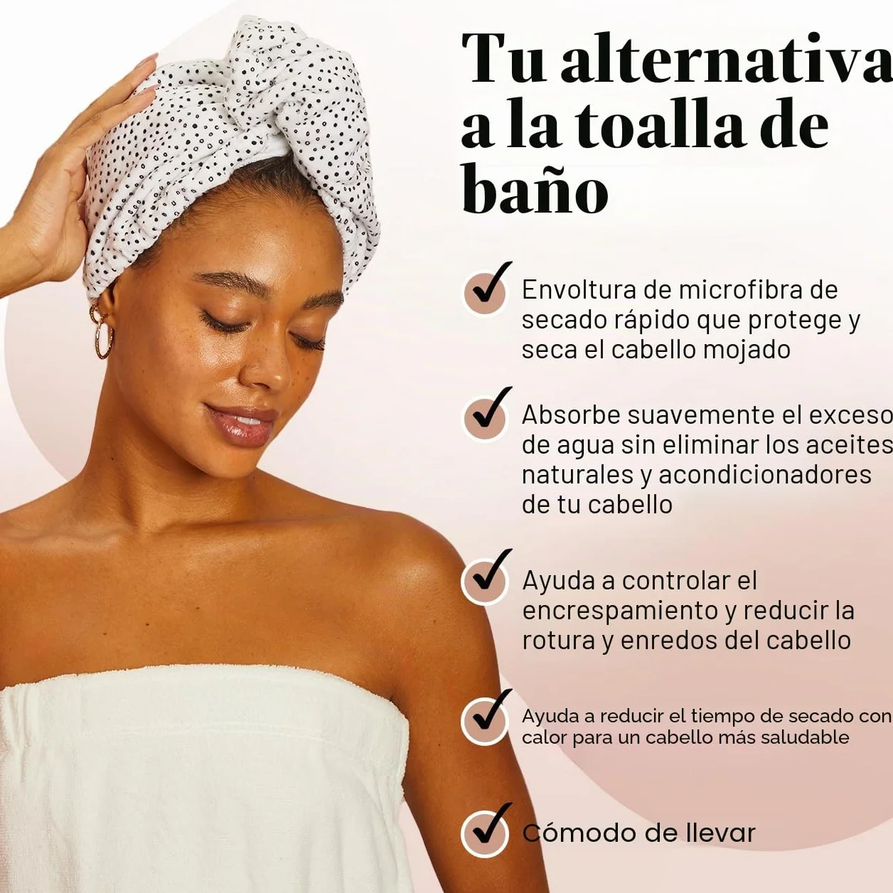 Kitsch Toalla de Microfibra para Cabello, Envoltura de Secado Rápido para Cabello Rizado