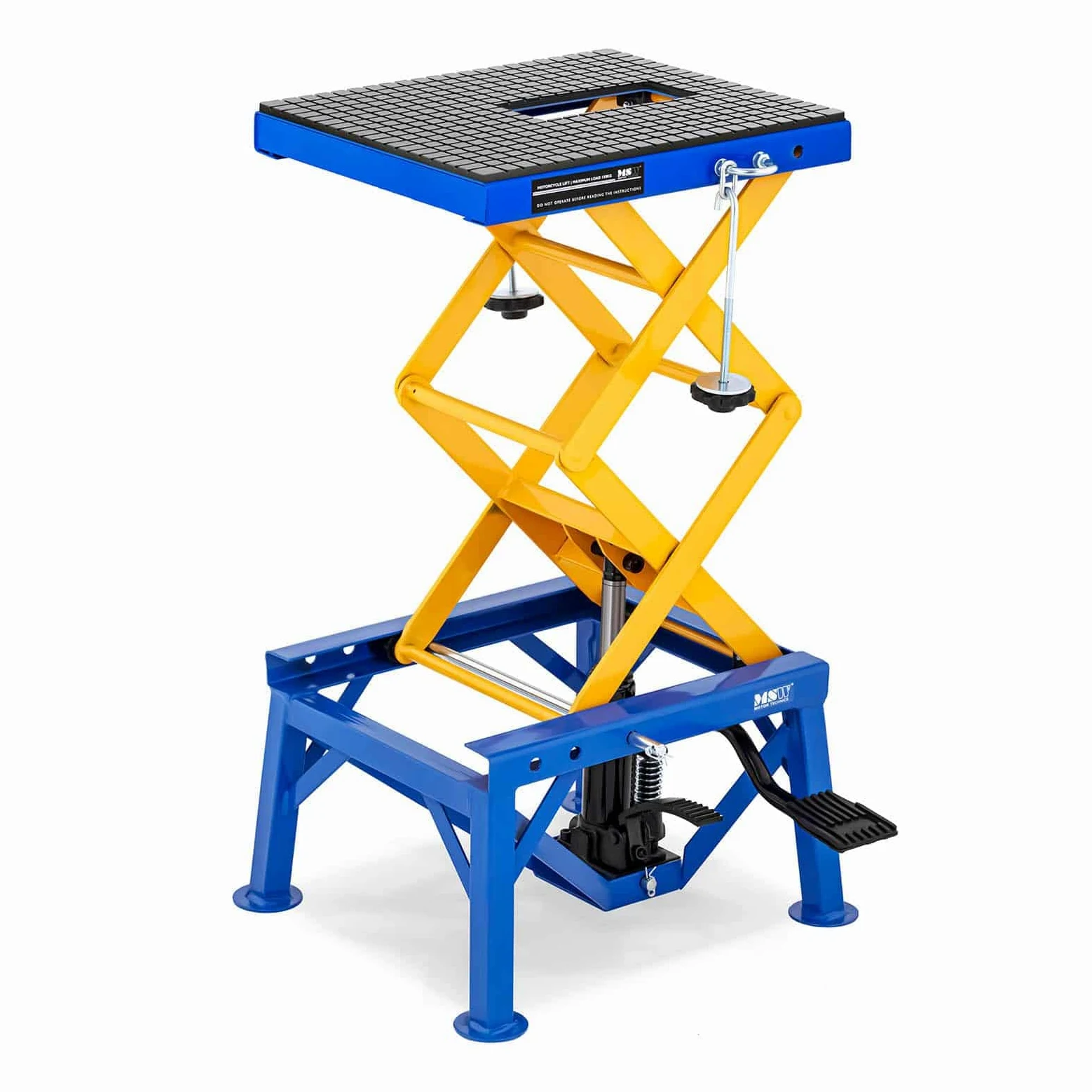 MSW Elevador Hidráulico De Tijera para Motos Caballete De Taller MSW-MHB-150 (Capacidad de Carga: 150 kg, Altura: 35-87 cm, Plataforma: 41 x 35 cm)