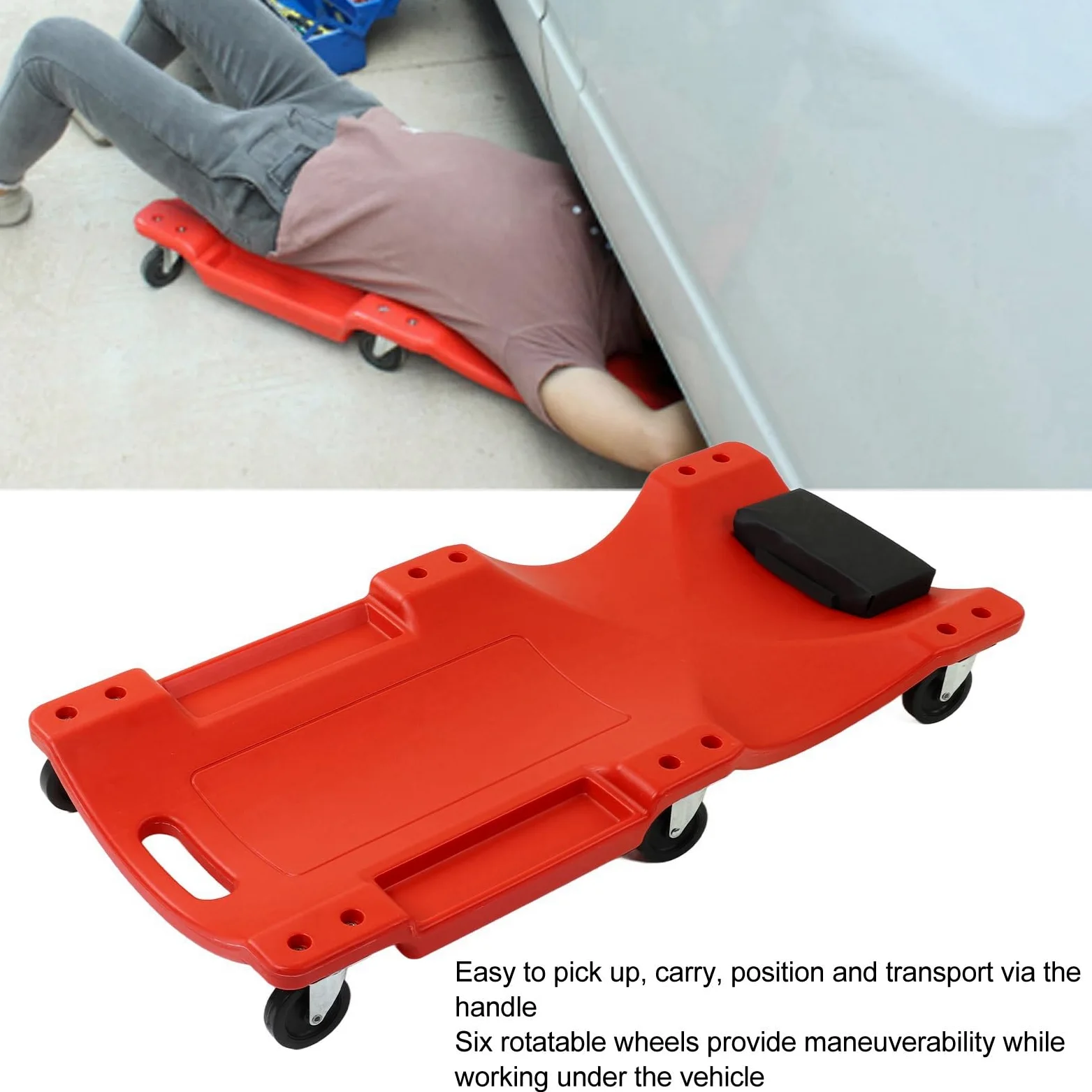 Creeper automotriz de 40 pulgadas con capacidad de 200 kg, tabla rodante y reclinable de servicio pesado para mecánicos, creeper ergonómico para reparación de automóviles con