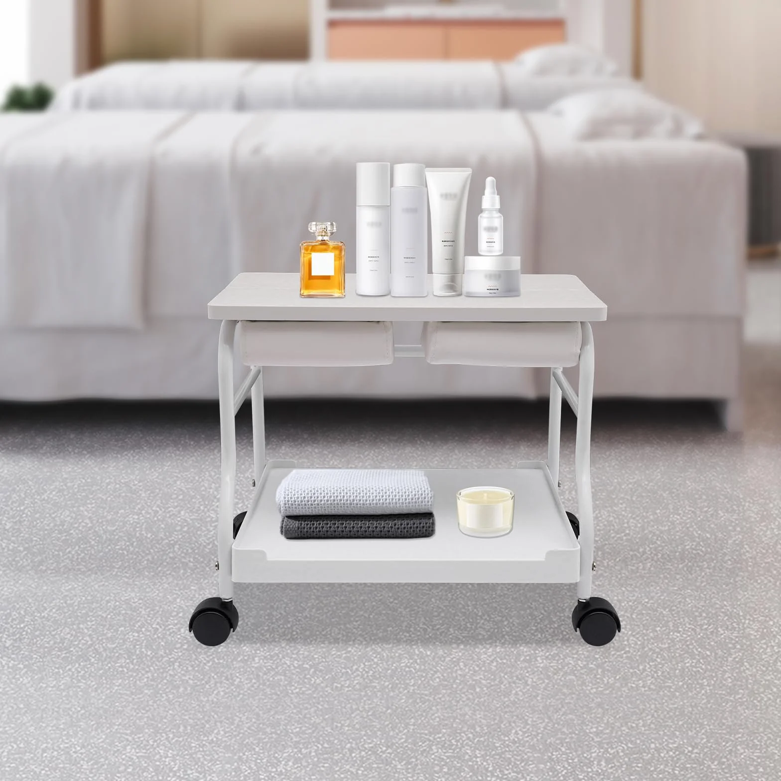 Carrito de herramientas para baño con ruedas ajustable para pedicura