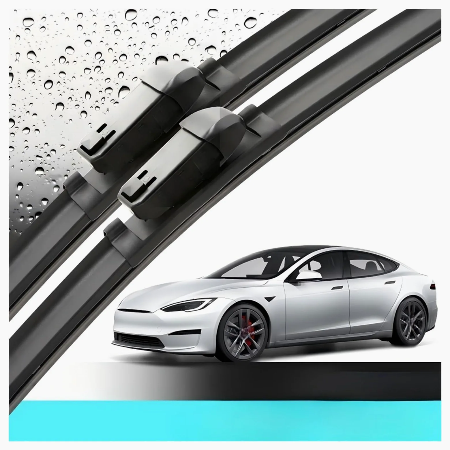 Limpiaparabrisas de coche Limpiaparabrisas delanteros silicona y goma para Tesla, modelo S 2012-2023, cepillo para ventana parabrisas 28 "+ 17(Silicone wiper-,Left-hand drive)
