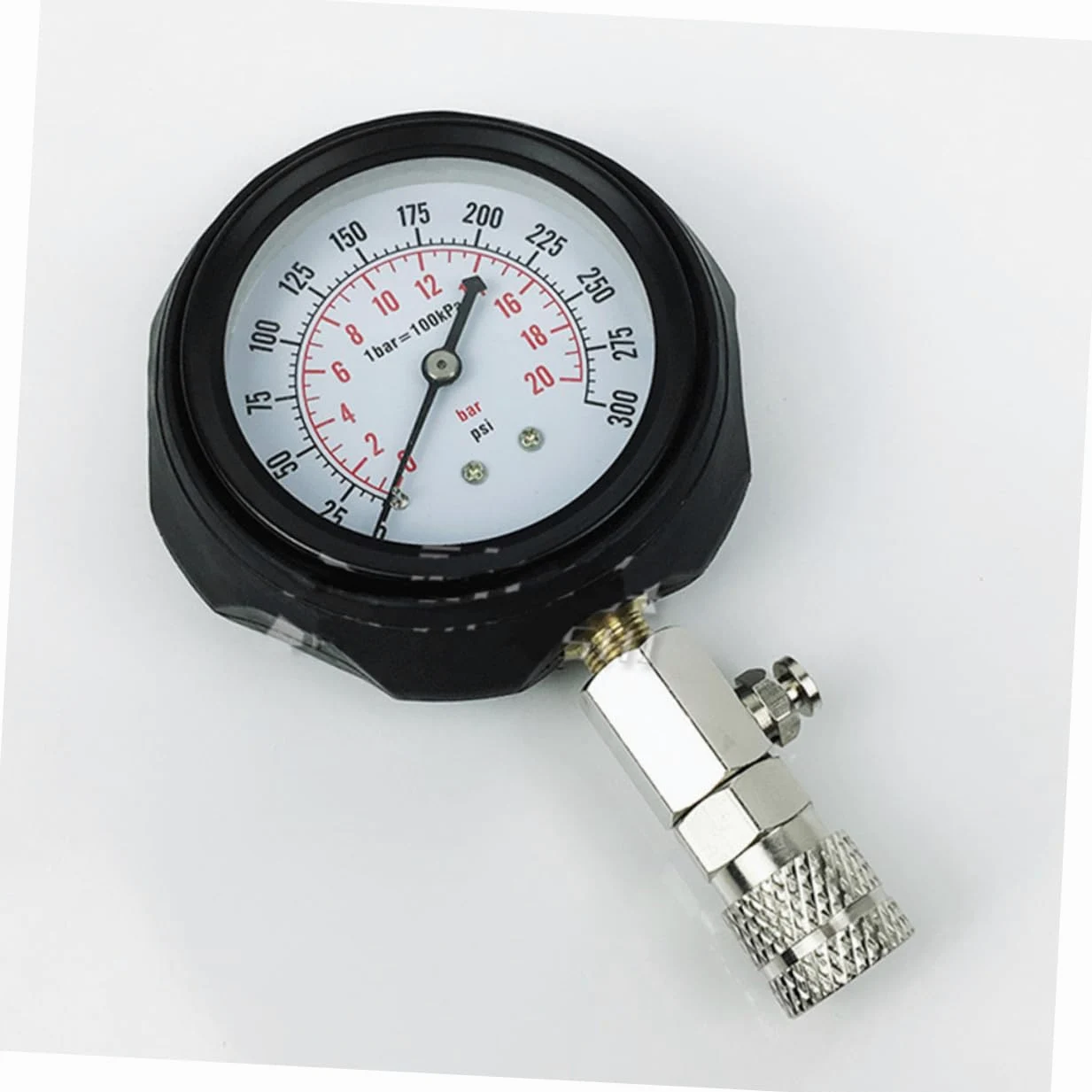 PartyKindom Kit Comprobador de Compresión para Motor de Gasolina, Medidor de Cilindro 0-300 Psi, Válvula de Retención y Adaptadores Roscados